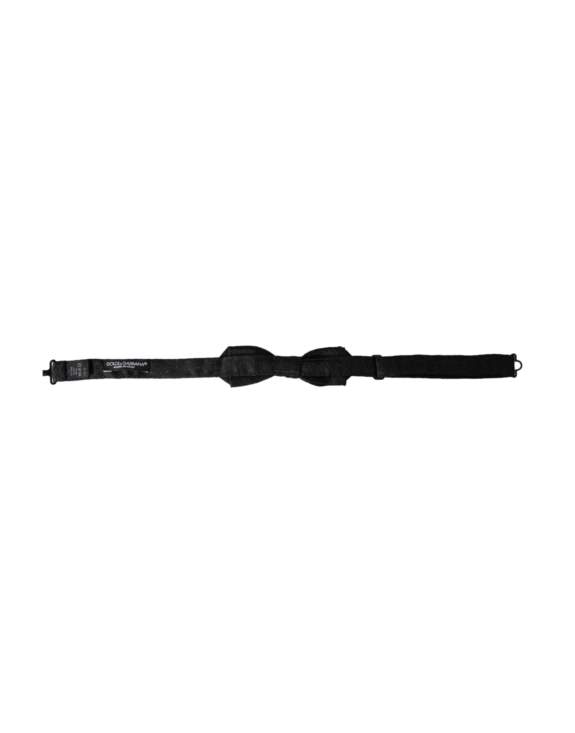 Black Silk Fantasy Adjustable Neck Men Bow Tie - 4