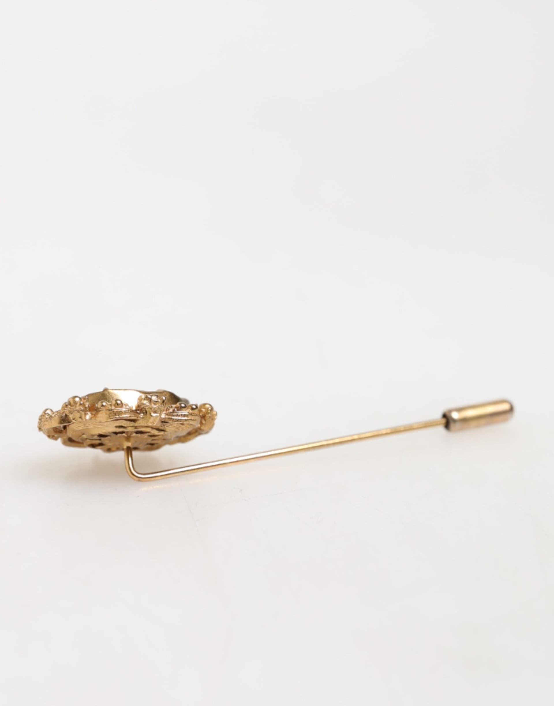 Gold Tone Green Stone Antique Men Accessory Brooch Pin - 6
