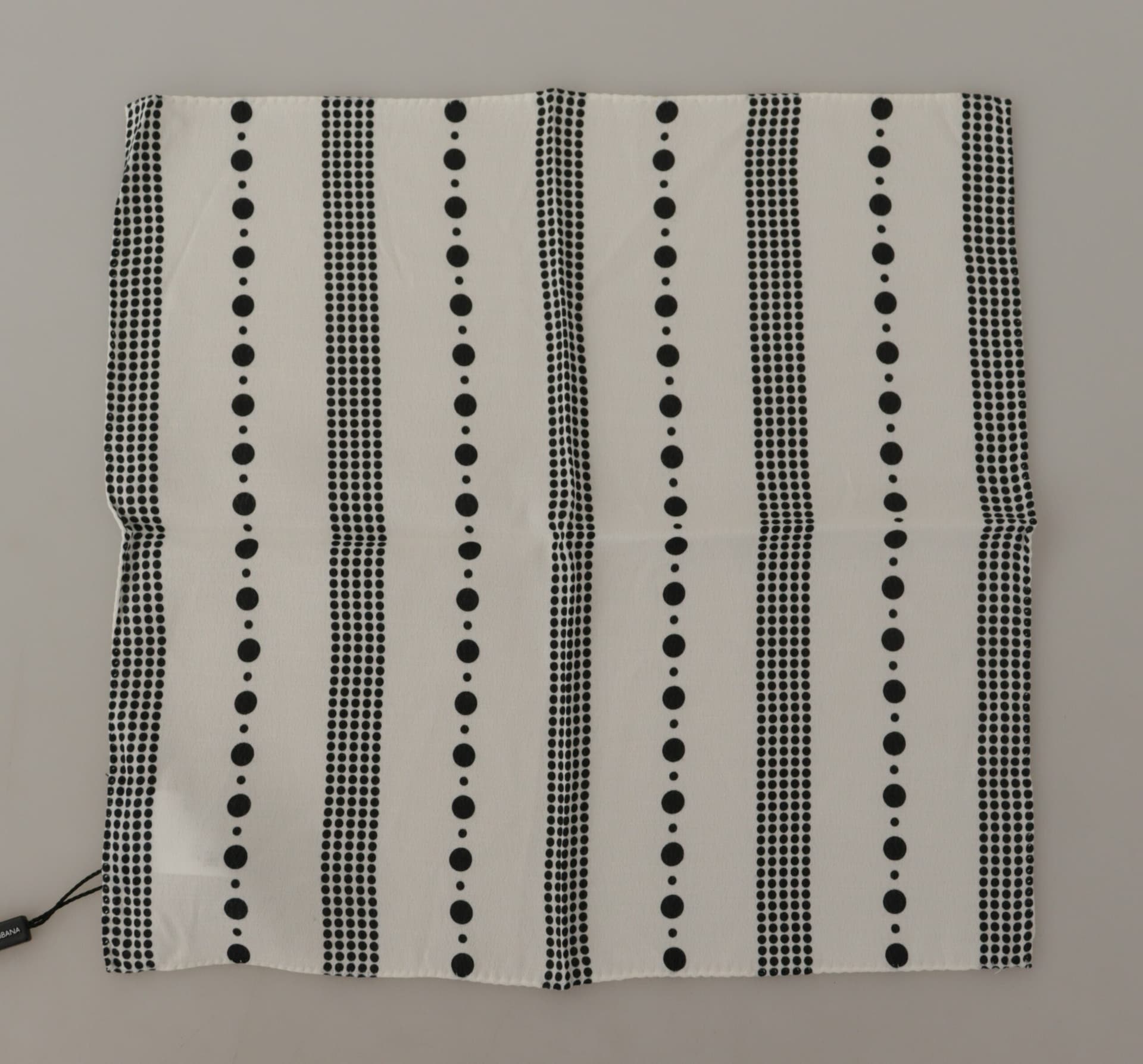 White Dotted Stripes Square Handkerchief Viscose Scarf - 2
