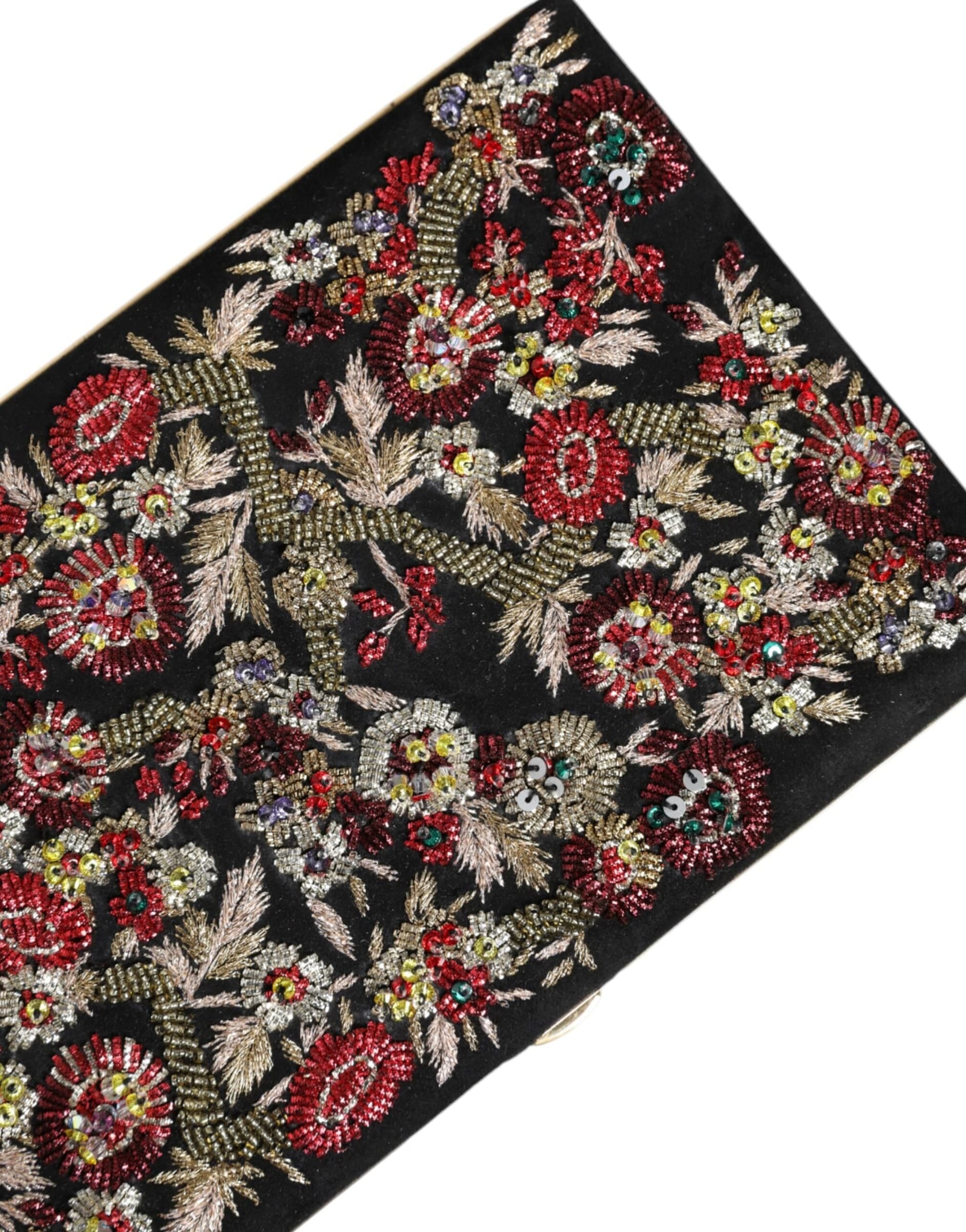 Multicolor Floral Gold Frame Clutch Evening Purse Bag - 7
