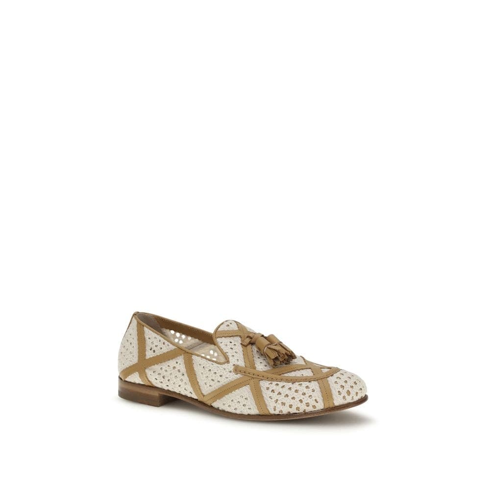 Beige Linen Slip-On Loafers - 2