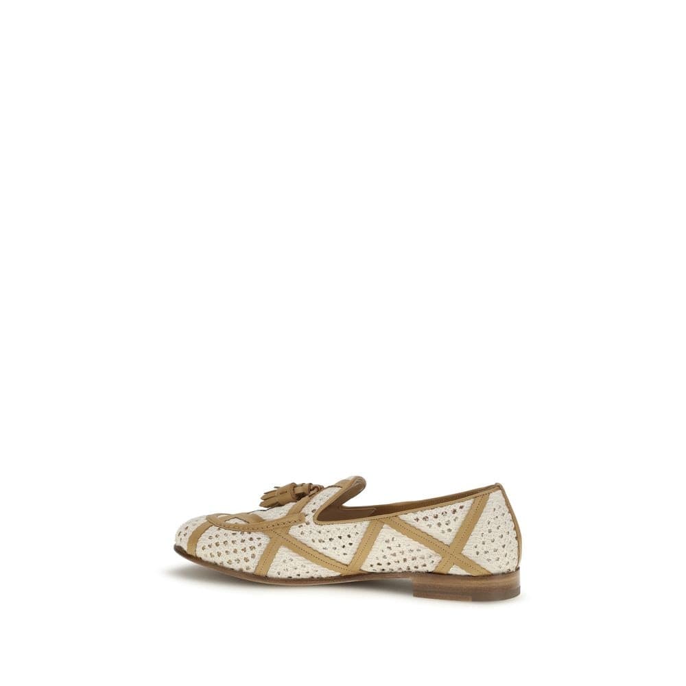 Beige Linen Slip-On Loafers - 3