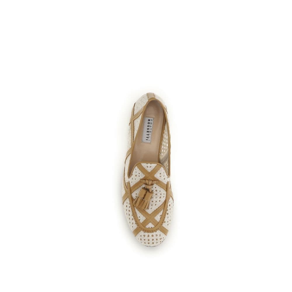 Beige Linen Slip-On Loafers - 4