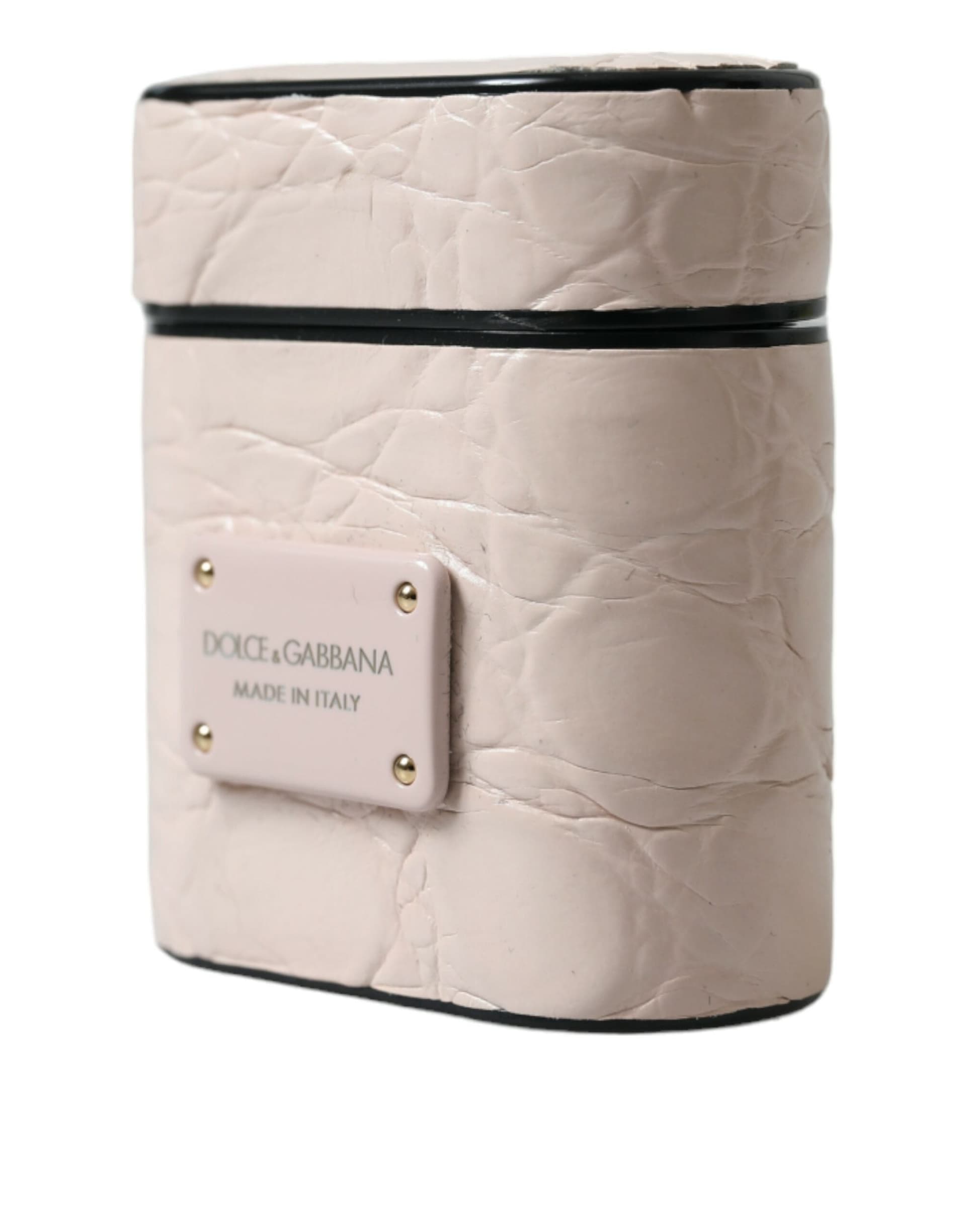 Light Pink Calf Leather Metal Logo Plaque Airpods Case - 2