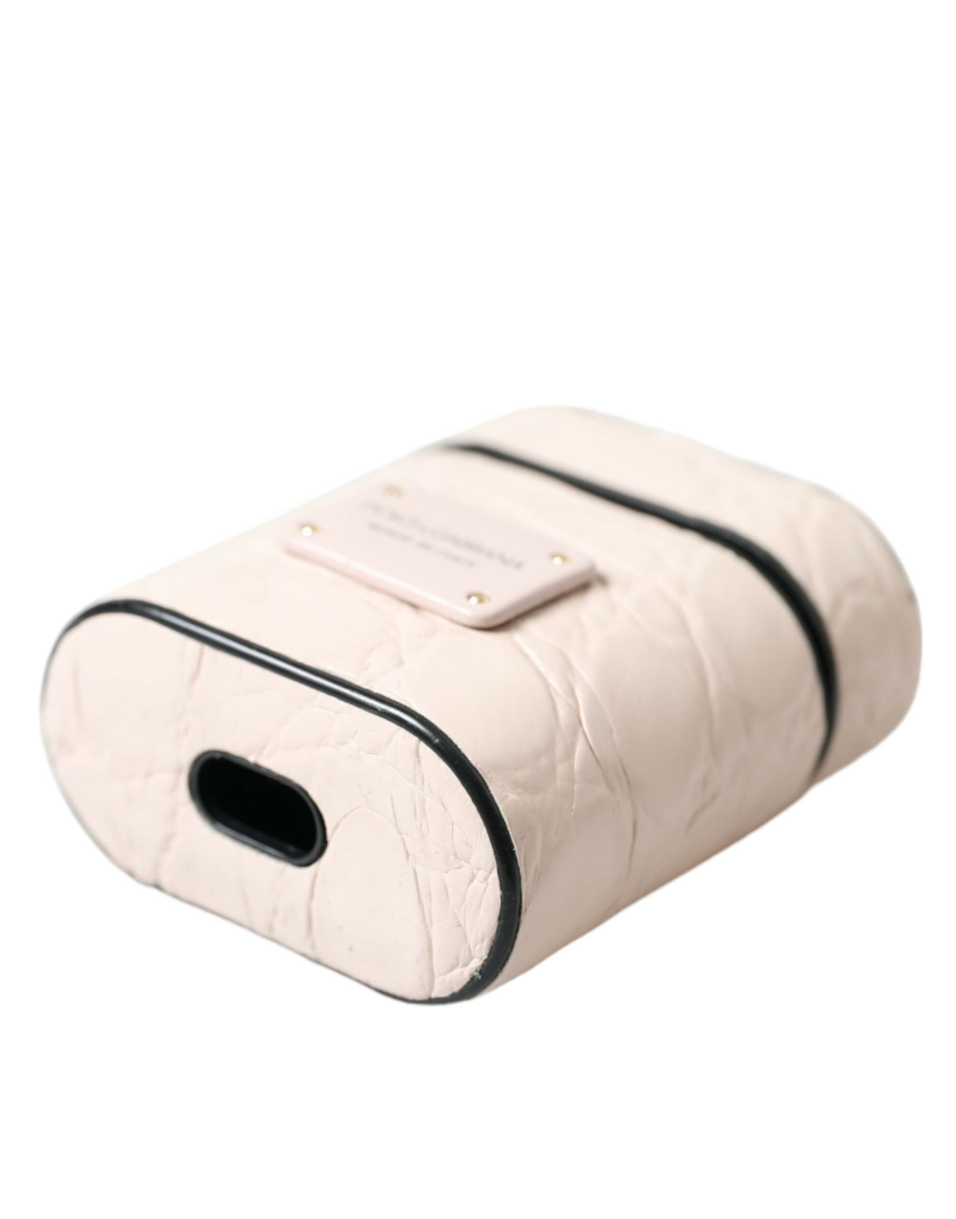 Light Pink Calf Leather Metal Logo Plaque Airpods Case - 4