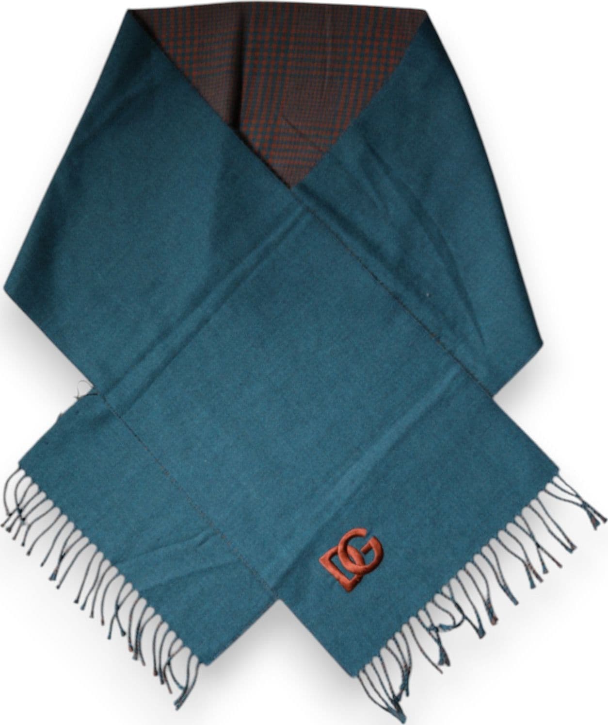 Blue Green Wool Fringes Wrap Shawl Scarf - 5
