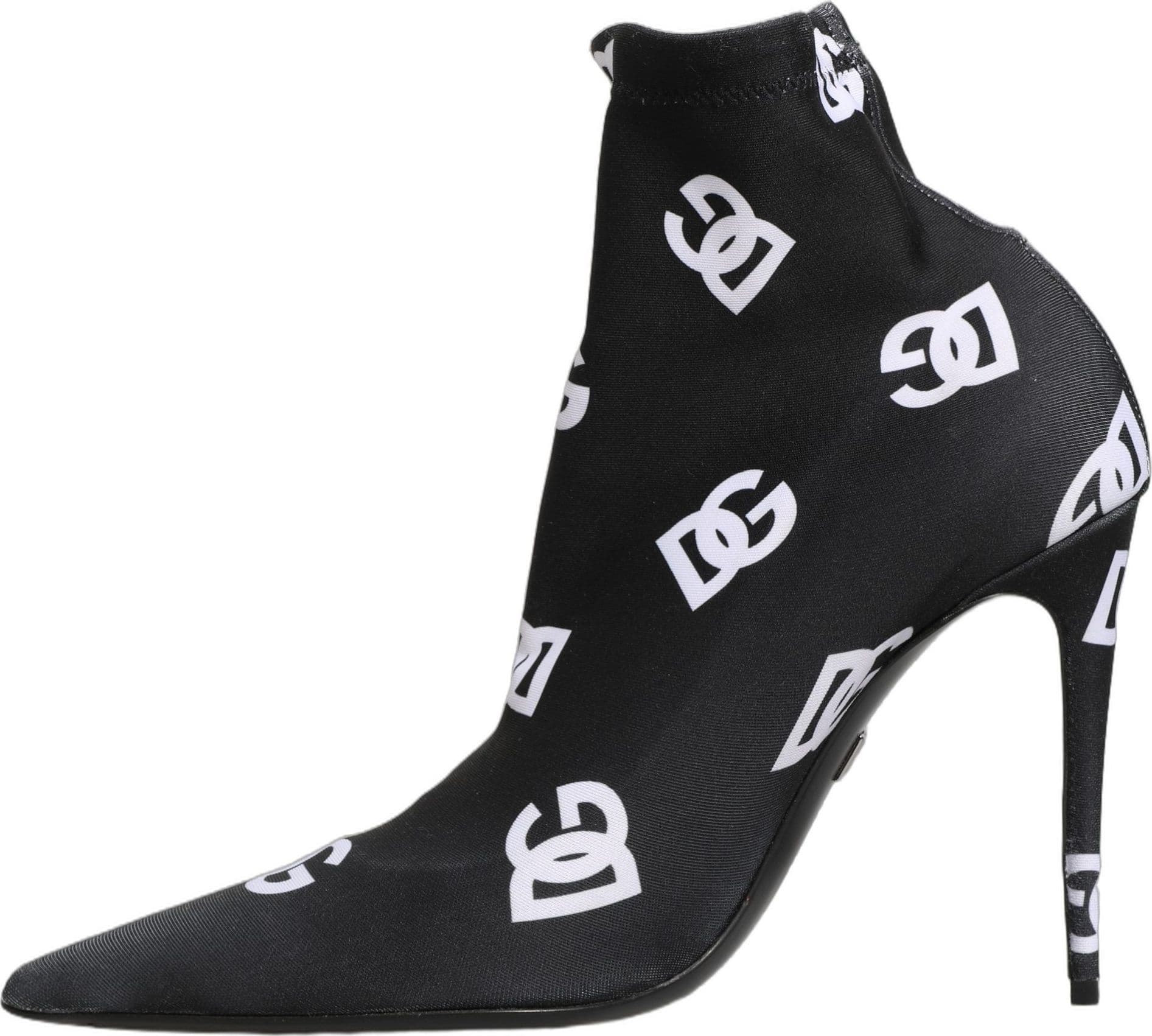 Black Logo Stretch Heels Ankle Boots Shoes - 5