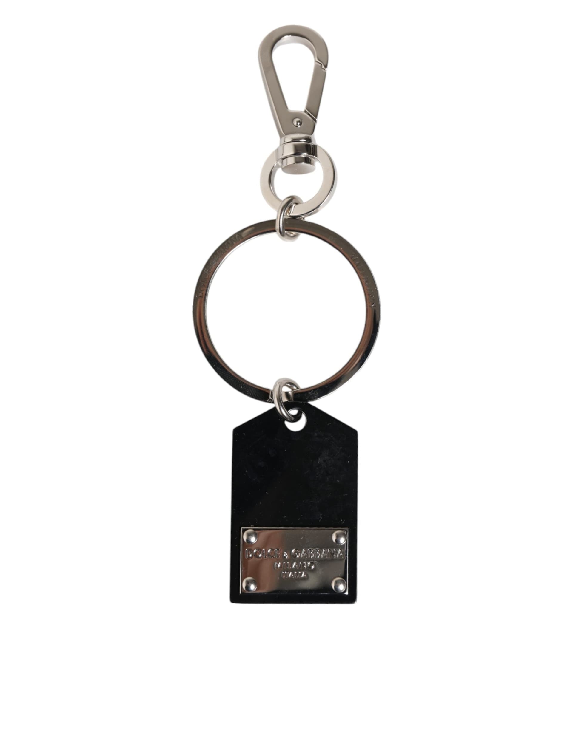 Black Sint Glass Plaque DG Logo Metal PlateKeychain Keyring - 2