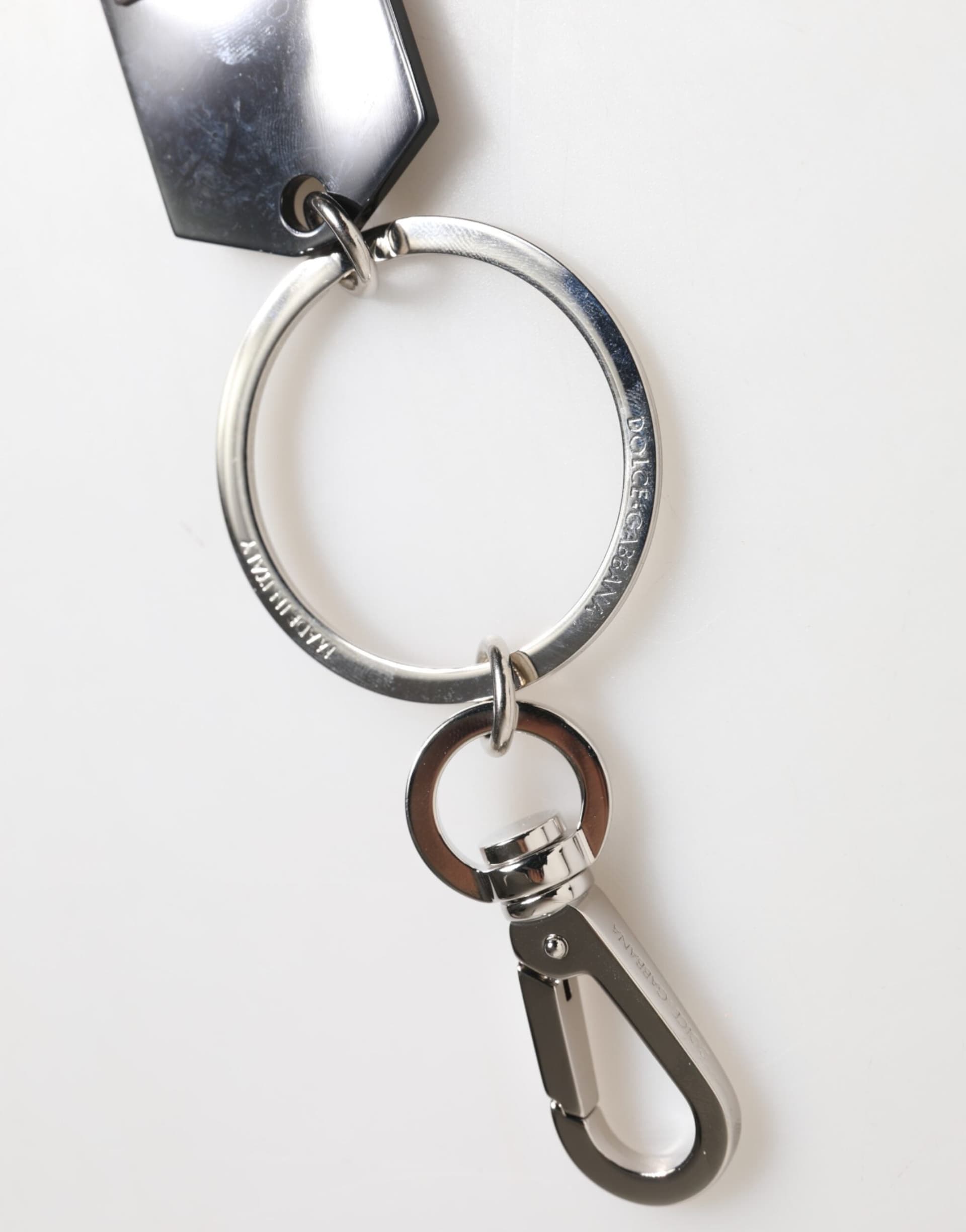 Black Sint Glass Plaque DG Logo Metal PlateKeychain Keyring - 4