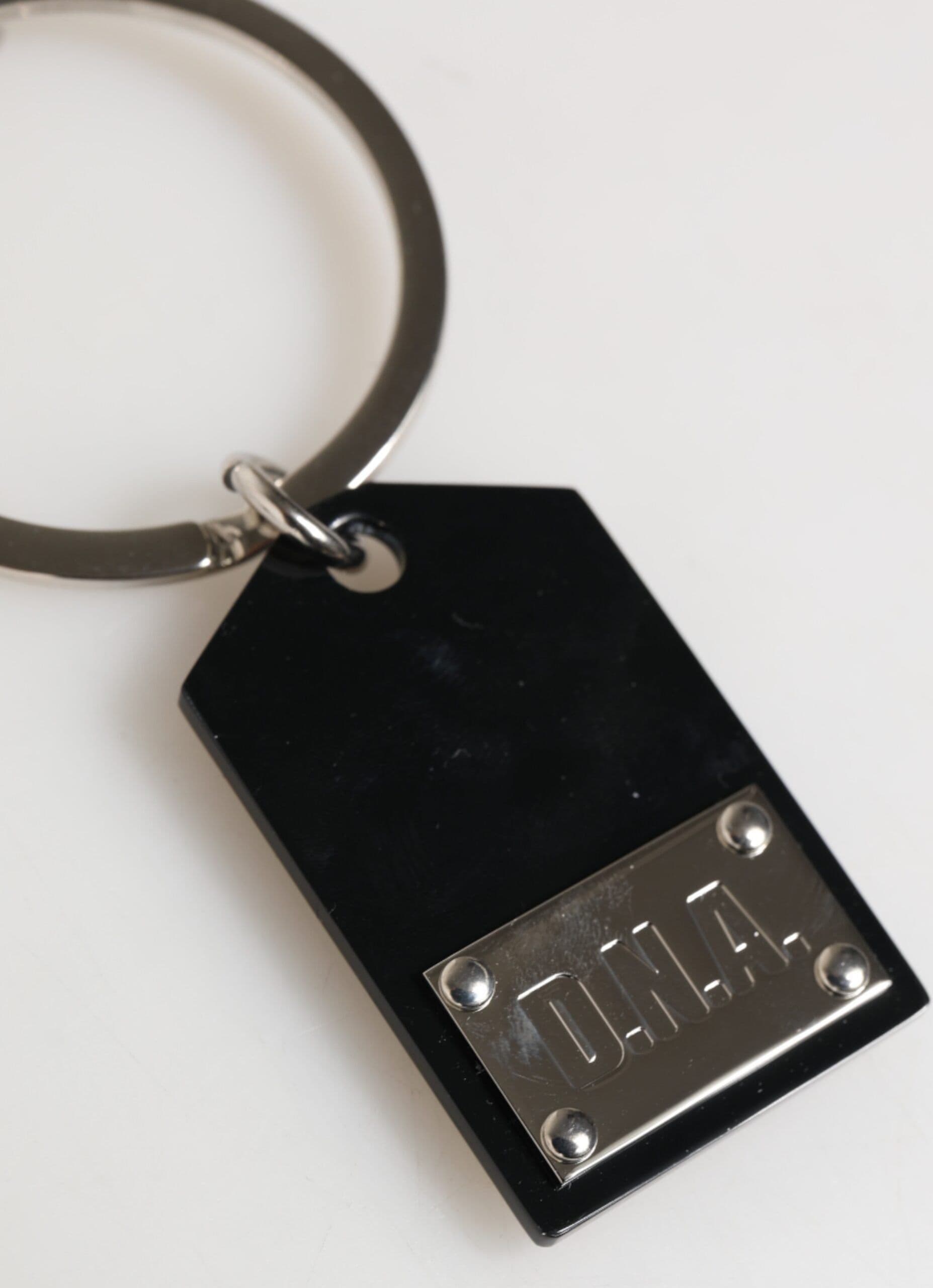 Black Sint Glass Plaque DG Logo Metal PlateKeychain Keyring - 6