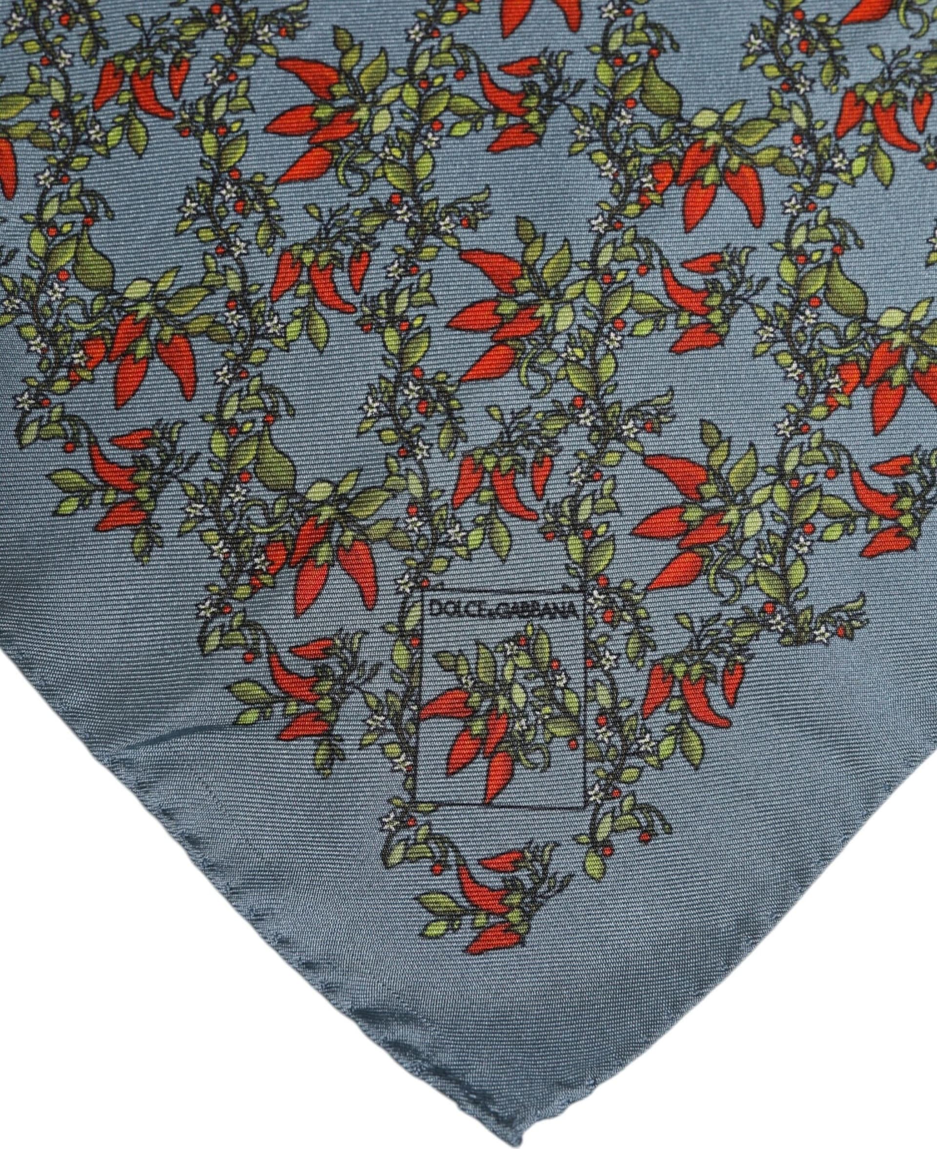 Gray Chilis Silk Square Men Foulard Scarf - 3