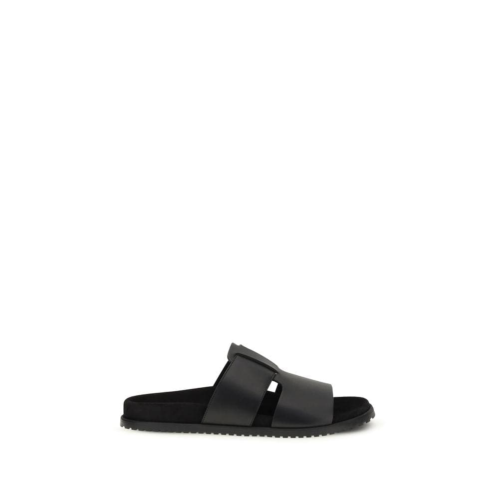 Black Calf Leather Bos Taurus Sandals