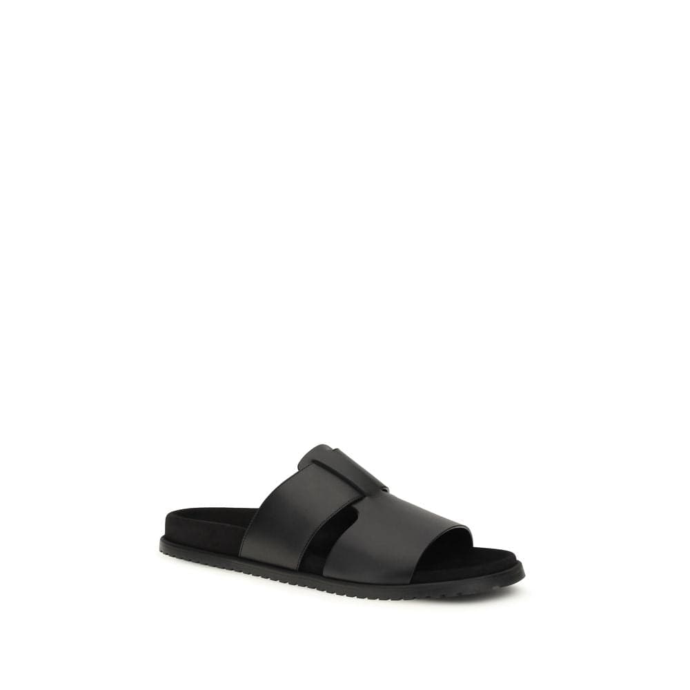 Black Calf Leather Bos Taurus Sandals - 2
