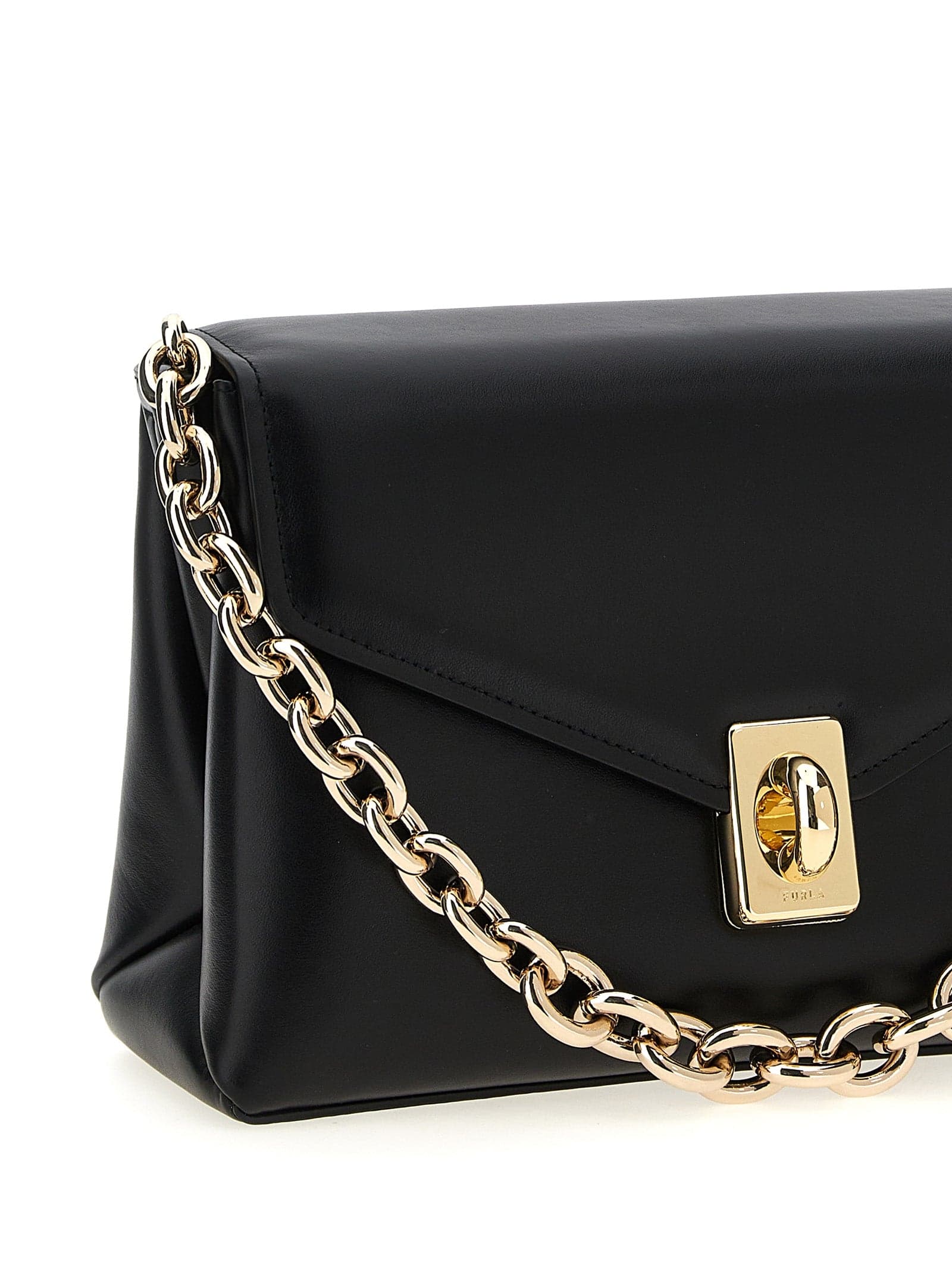 Black Leather Shoulder Bag - 3