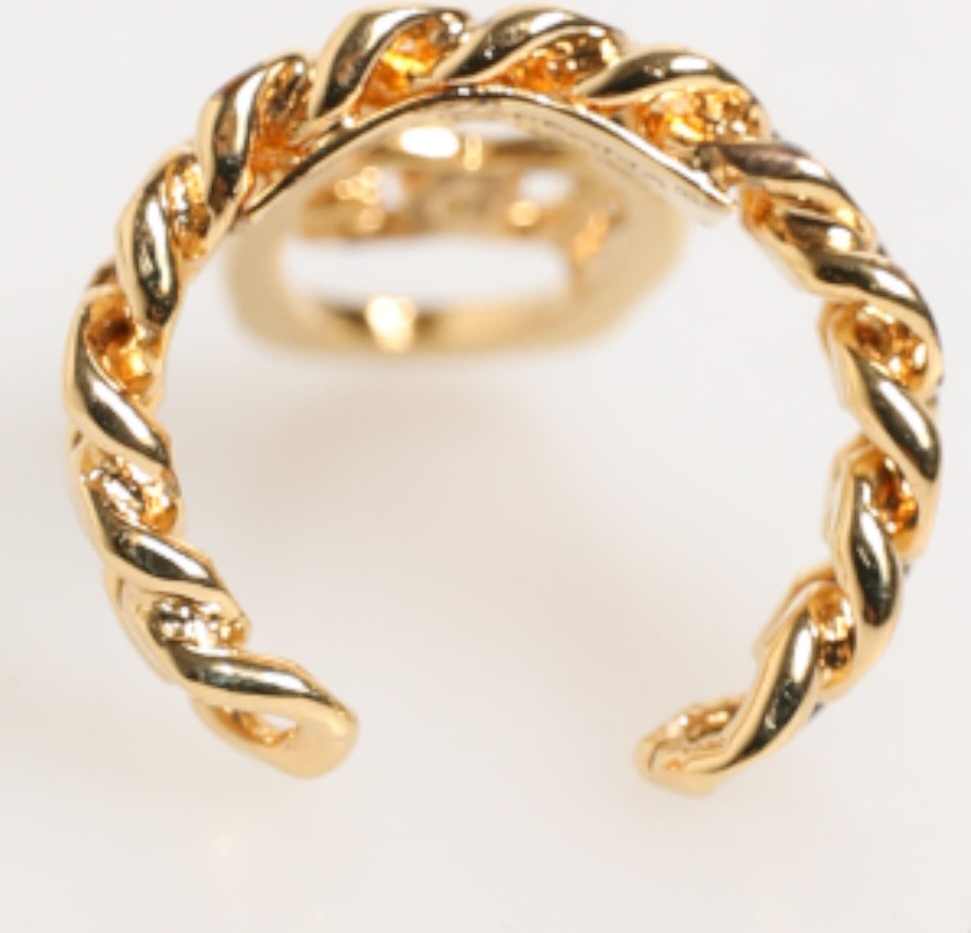 Gold Tone Brass Oval DG Logo Chain Adjustable Ring - 4