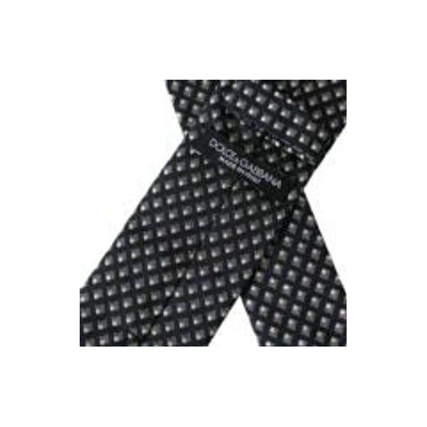Black 100% Silk Patterned Adjustable Men Tie - 4