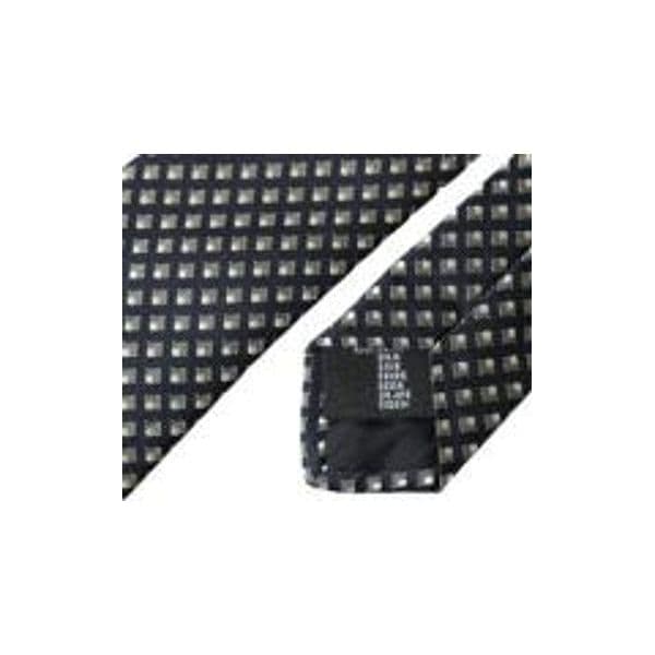 Black 100% Silk Patterned Adjustable Men Tie - 6