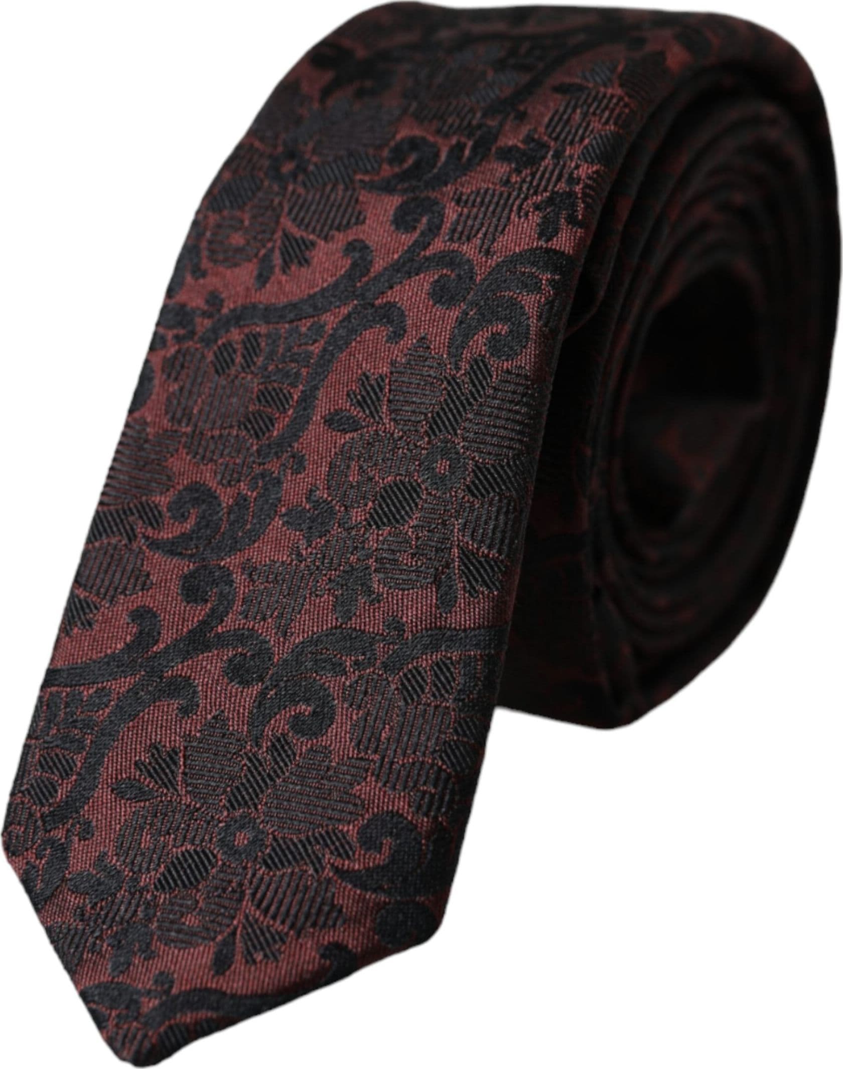 Maroon Floral Fantasy Silk Adjustable Men Tie - 2