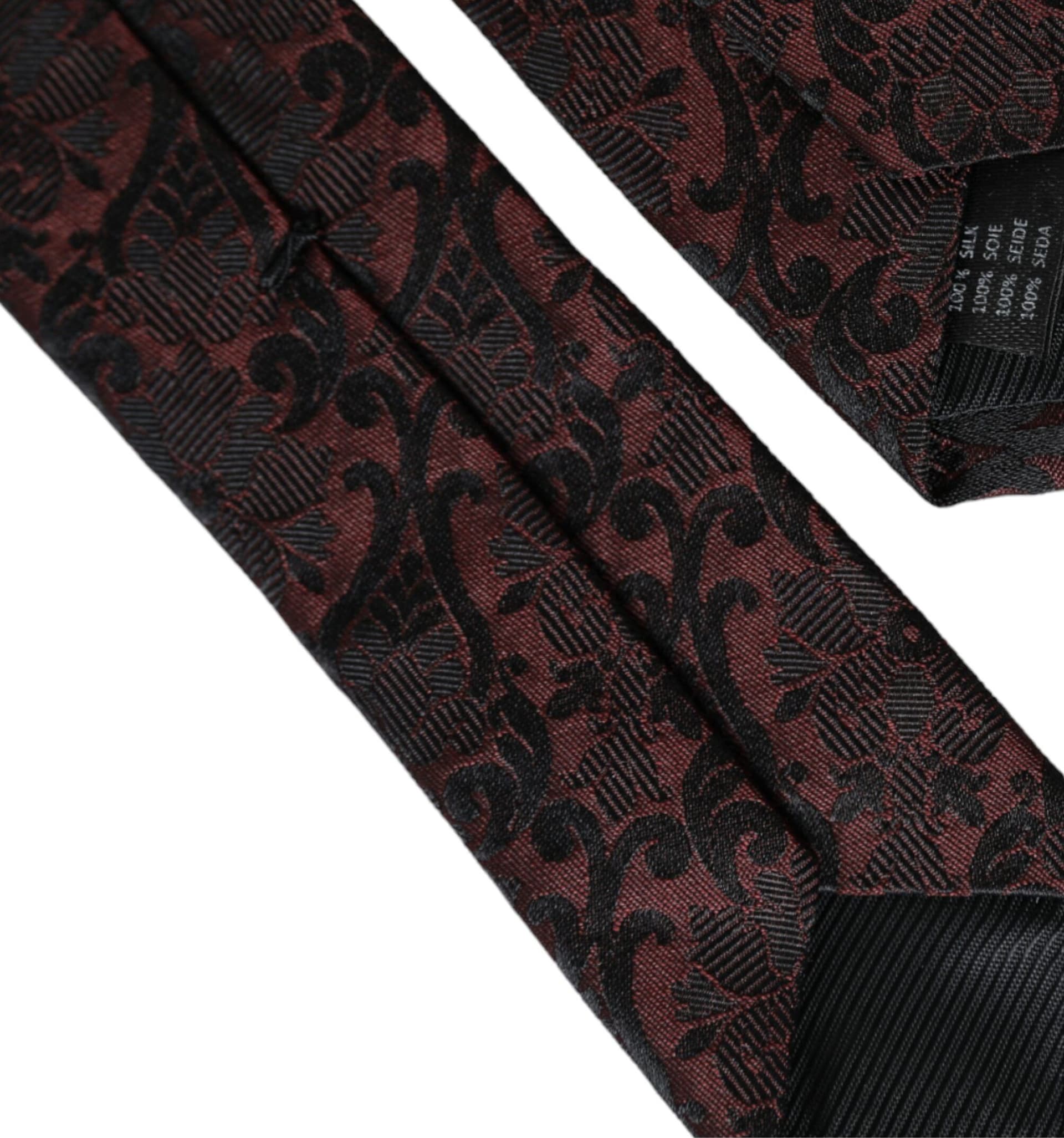 Maroon Floral Fantasy Silk Adjustable Men Tie - 5