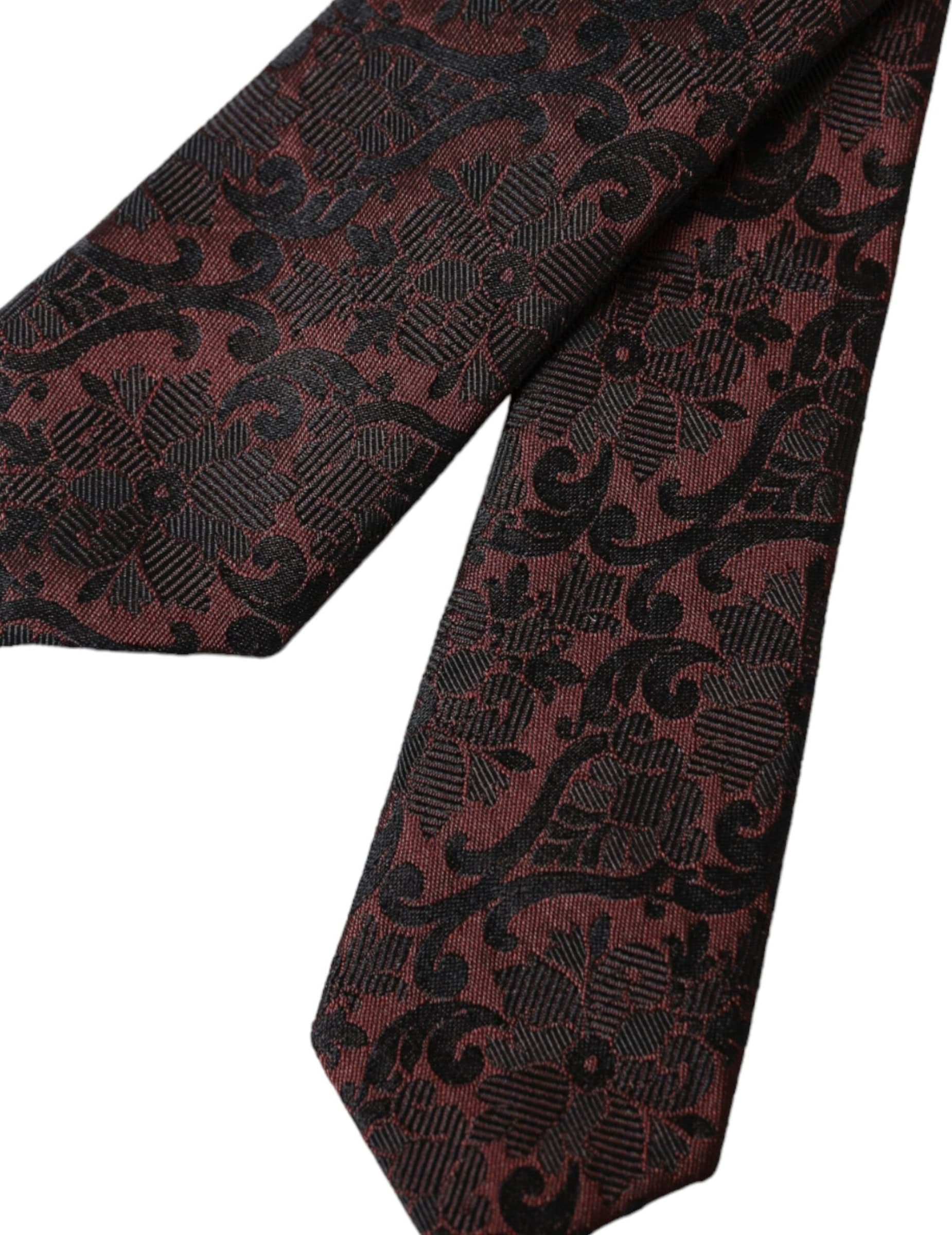 Maroon Floral Fantasy Silk Adjustable Men Tie - 6