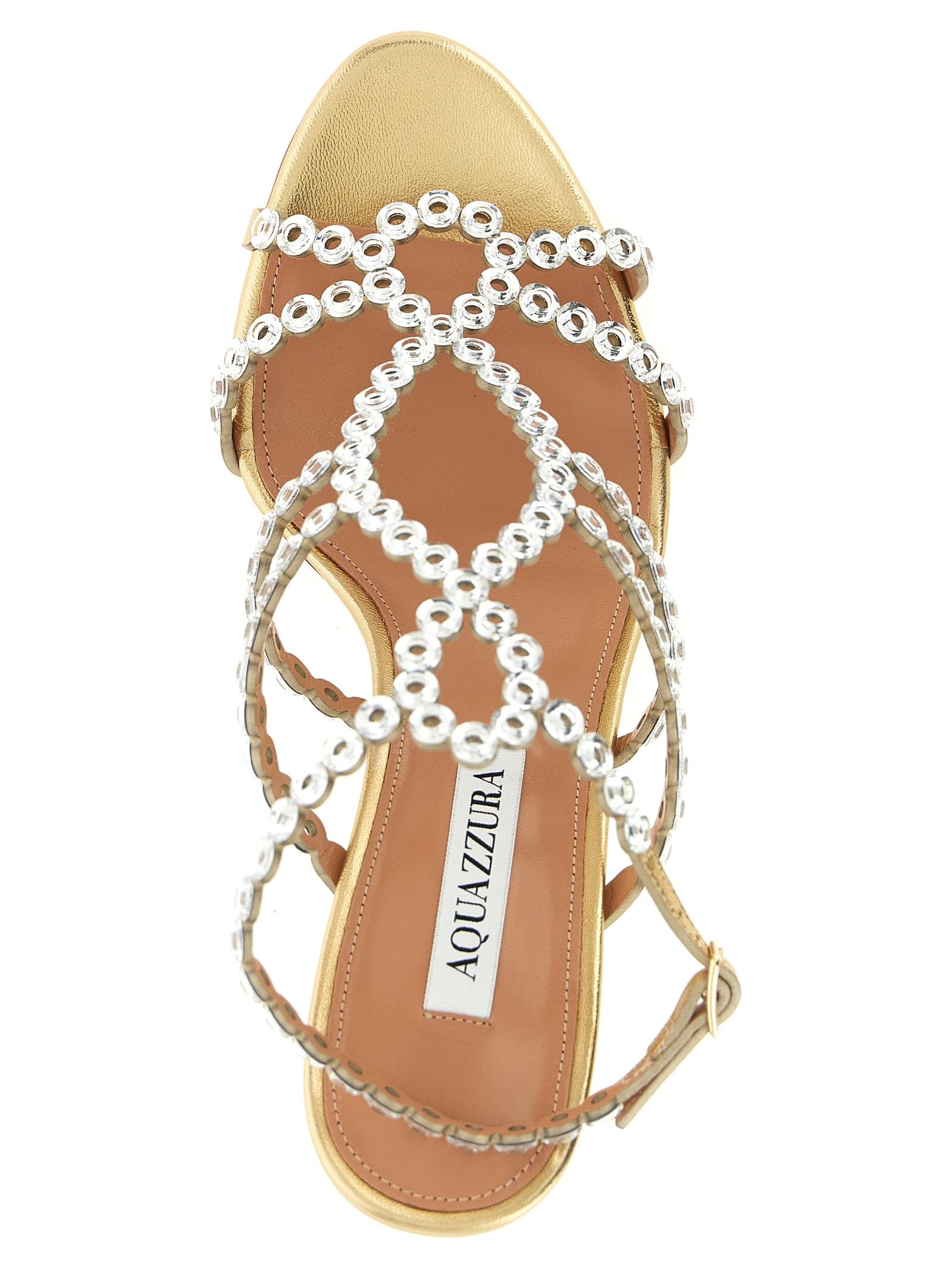 Gold Lamb Leather Stiletto Heel Sandals - 4