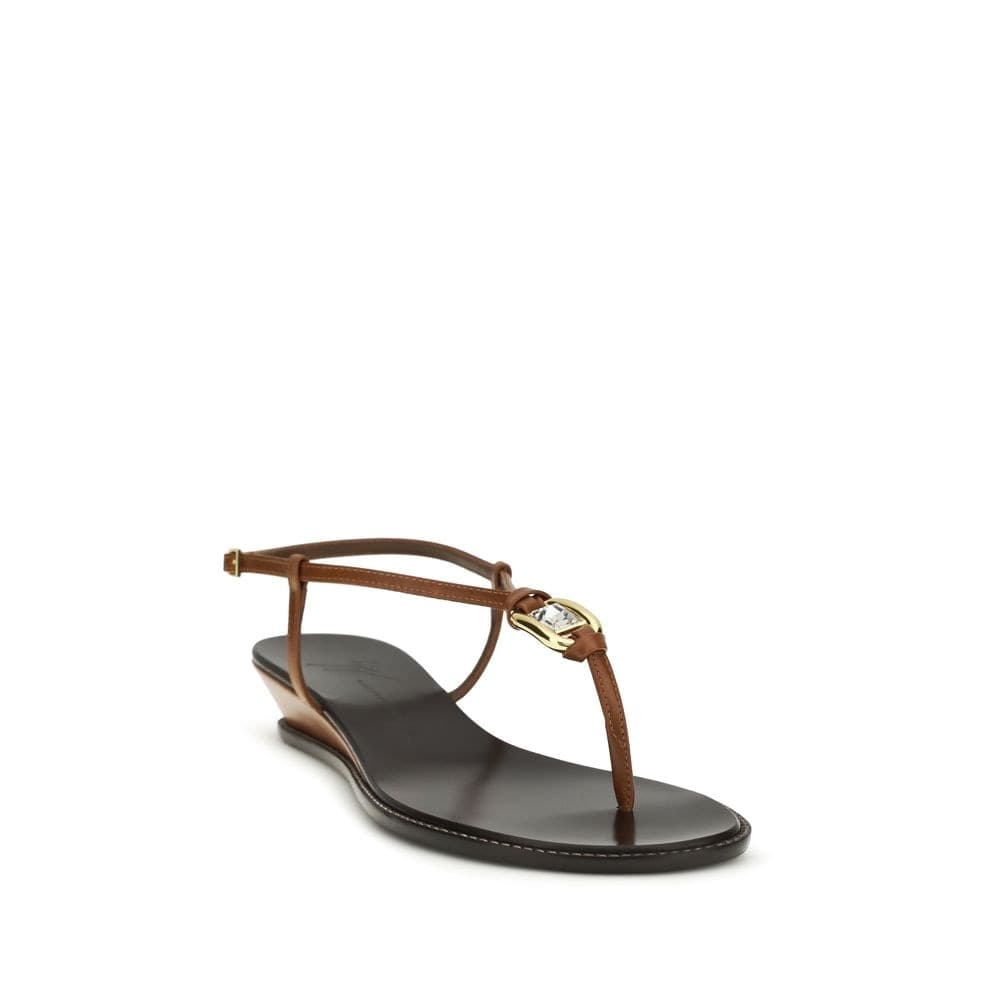 Brown Calf Leather Bos Taurus Wedge Sandals - 2