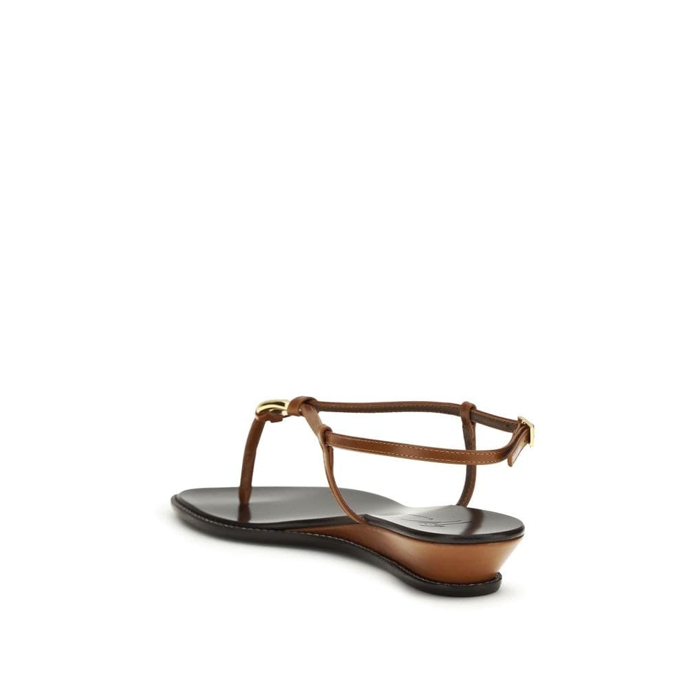 Brown Calf Leather Bos Taurus Wedge Sandals - 3