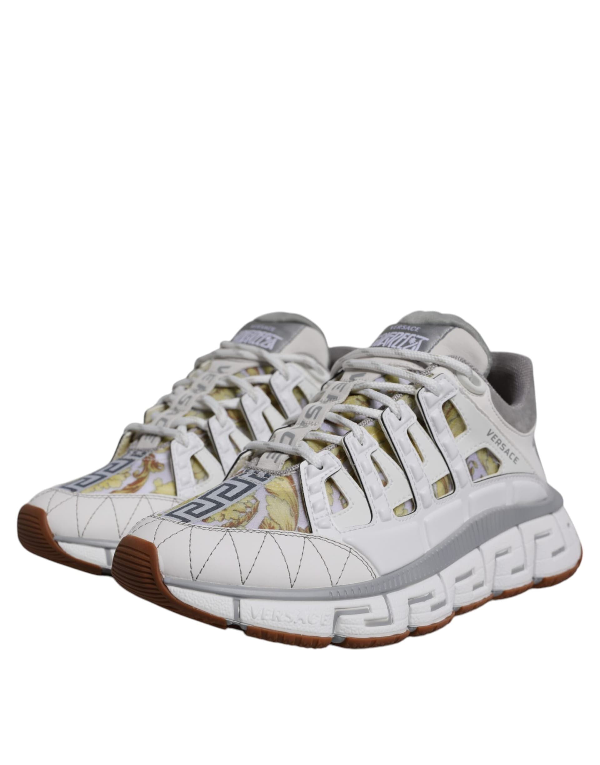 White Trigreca Barocco Print Low Top Sneakers Shoes - 2