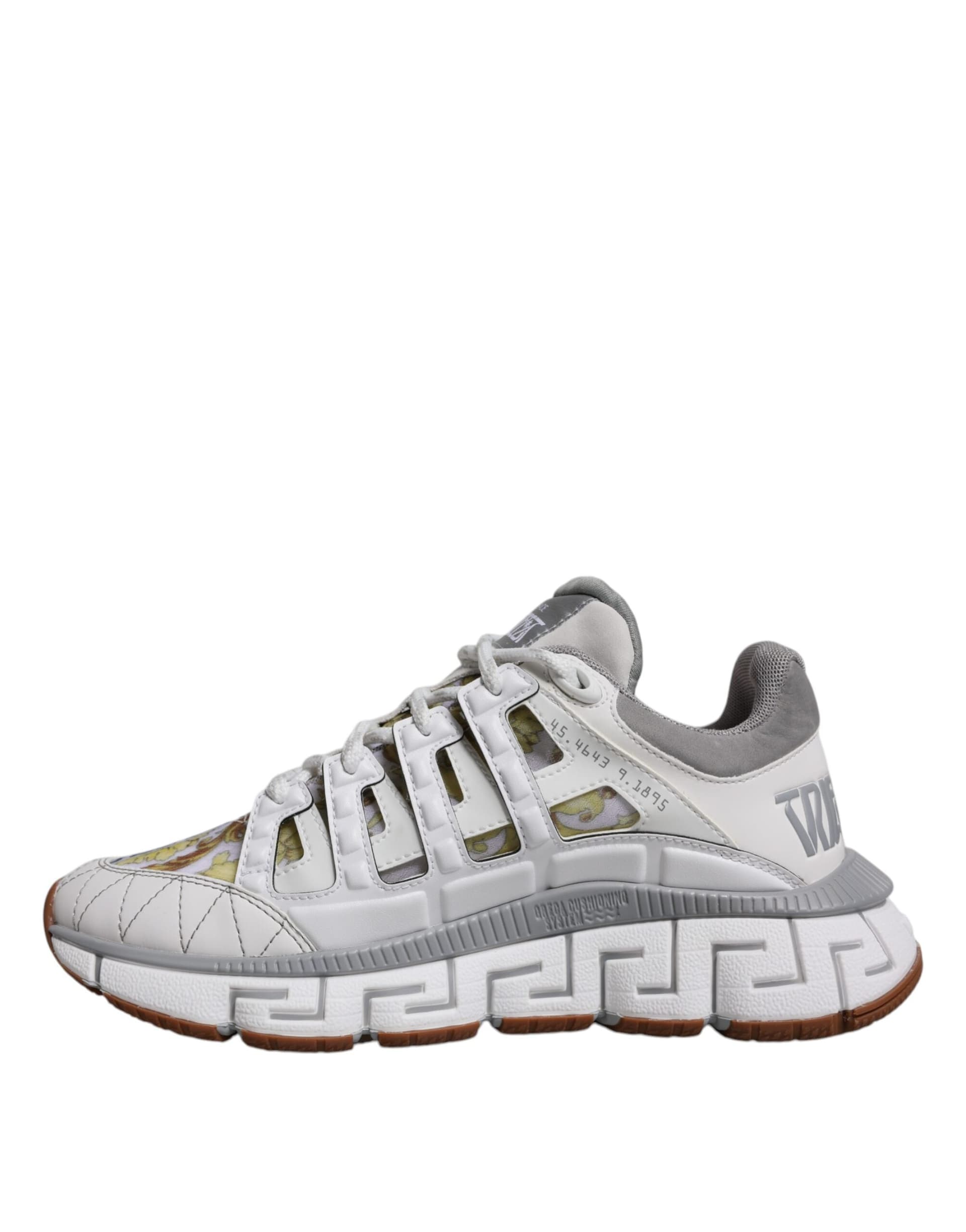 White Trigreca Barocco Print Low Top Sneakers Shoes - 4
