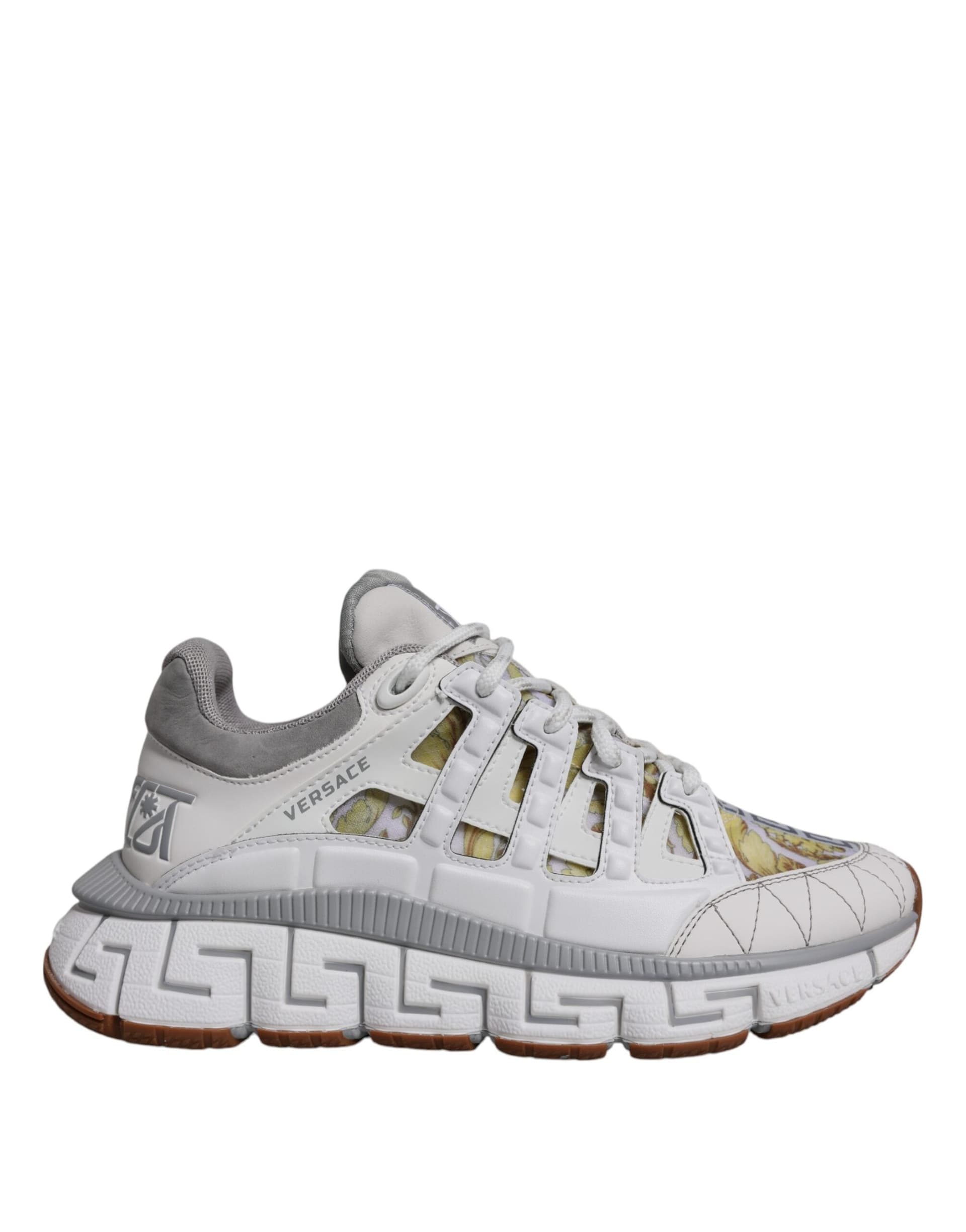 White Trigreca Barocco Print Low Top Sneakers Shoes - 6
