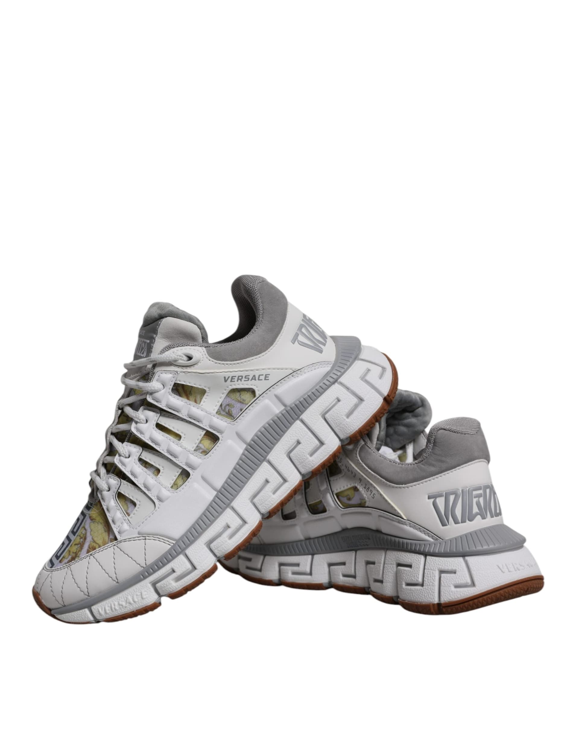 White Trigreca Barocco Print Low Top Sneakers Shoes - 8