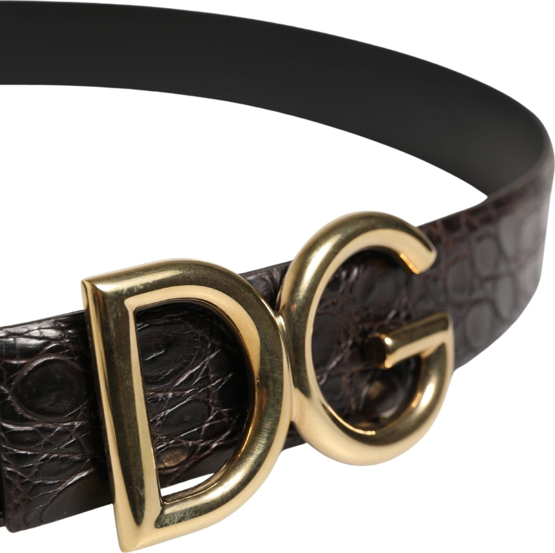 Men Black Exotic Leather Logo Buckle Belt - 4