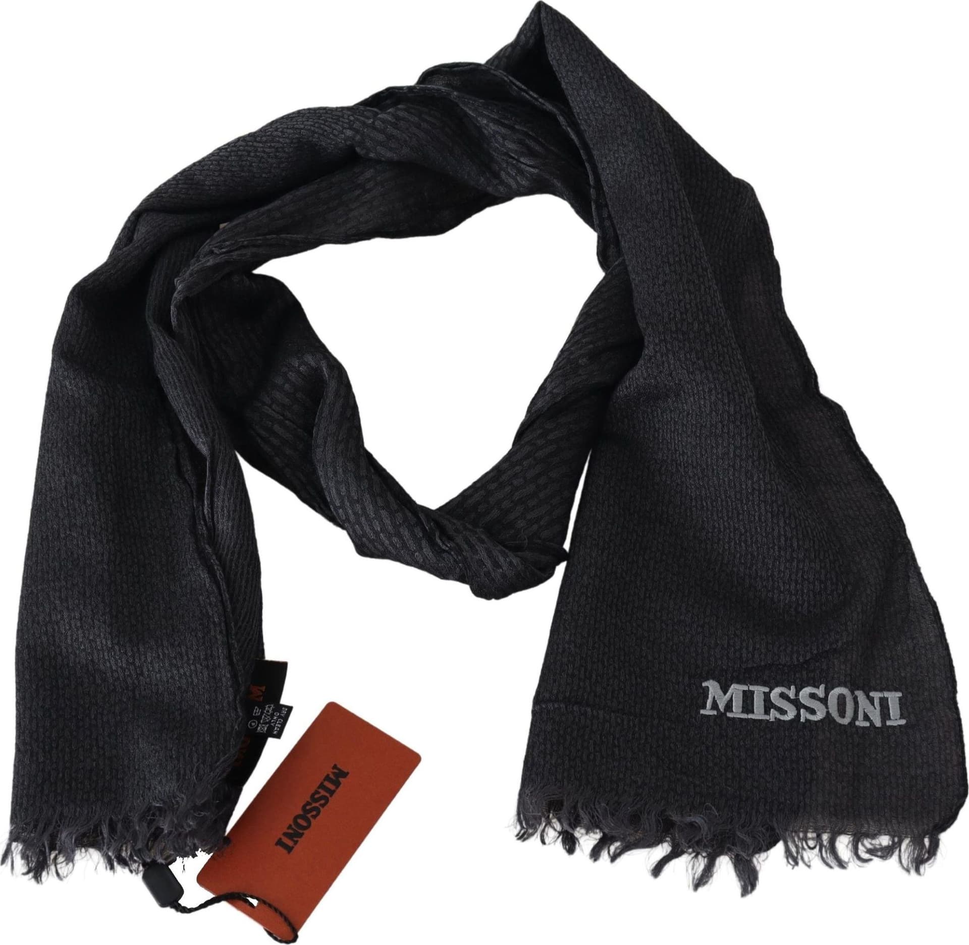 Black Wool Knit Unisex Neck Wrap Scarf - 2