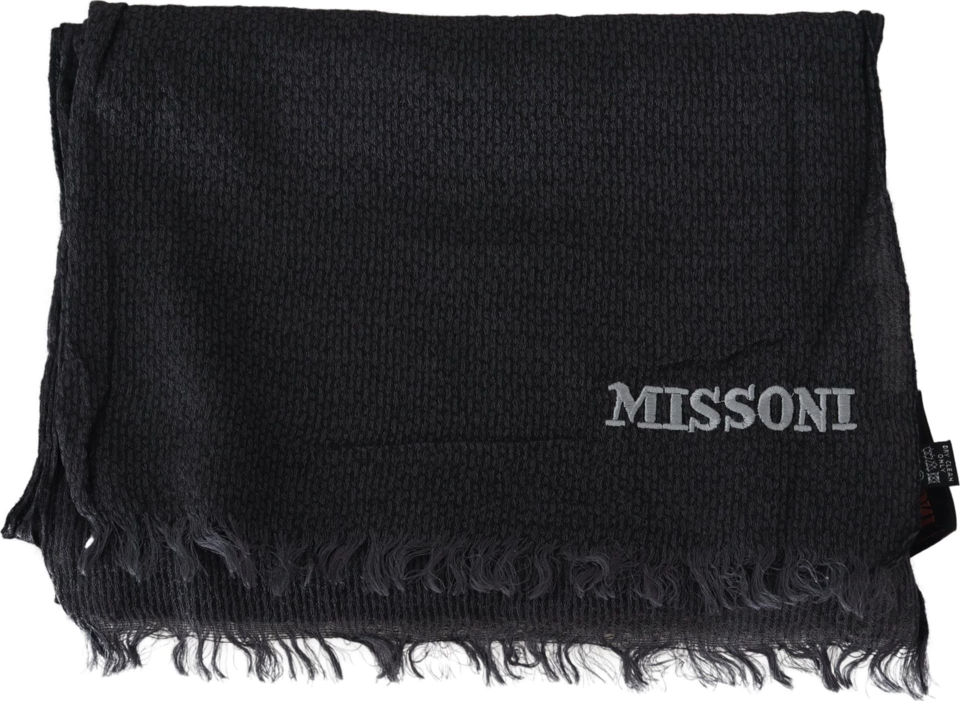 Black Wool Knit Unisex Neck Wrap Scarf - 3
