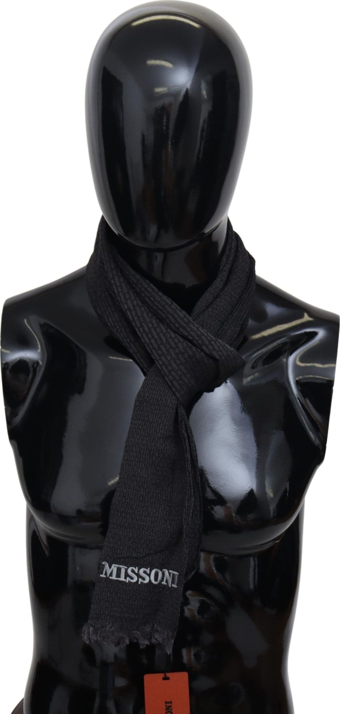 Black Wool Knit Unisex Neck Wrap Scarf - 4