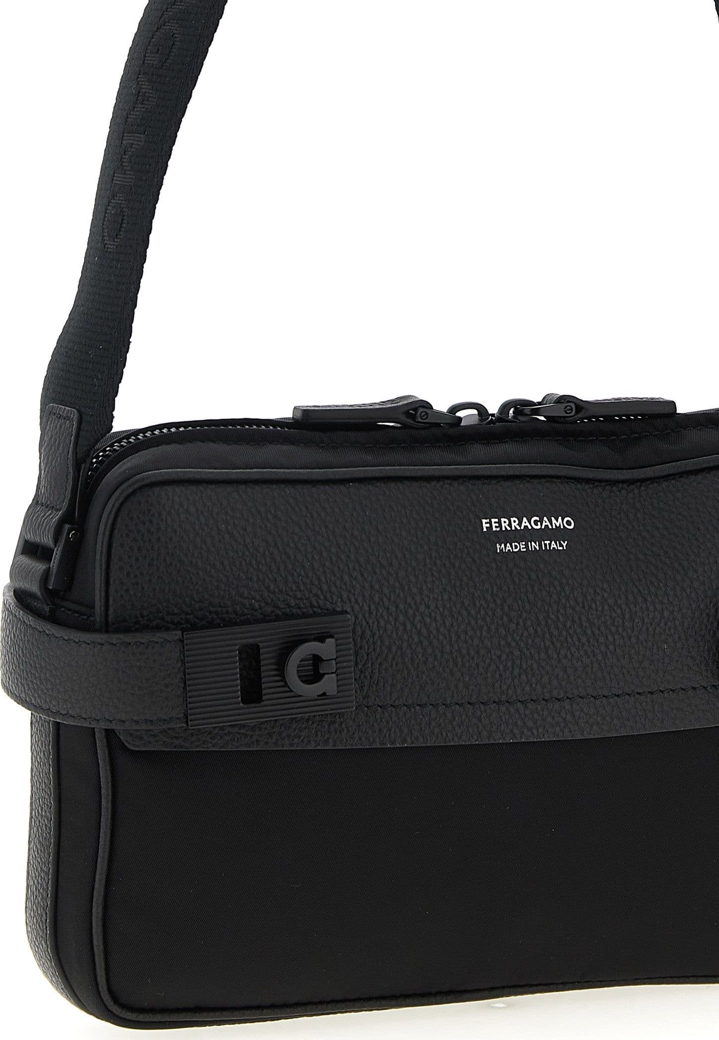 Black Fabric Crossbody Bag - 3