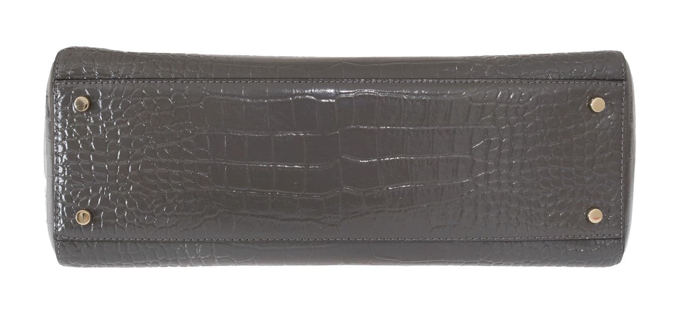 Grey Croc Embossed Leather Elissa Bristol Drive Tote Handbag Bag - 2