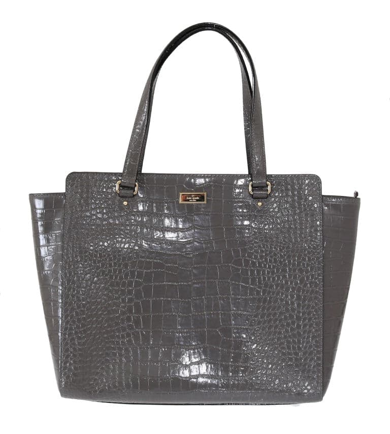 Grey Croc Embossed Leather Elissa Bristol Drive Tote Handbag Bag - 3