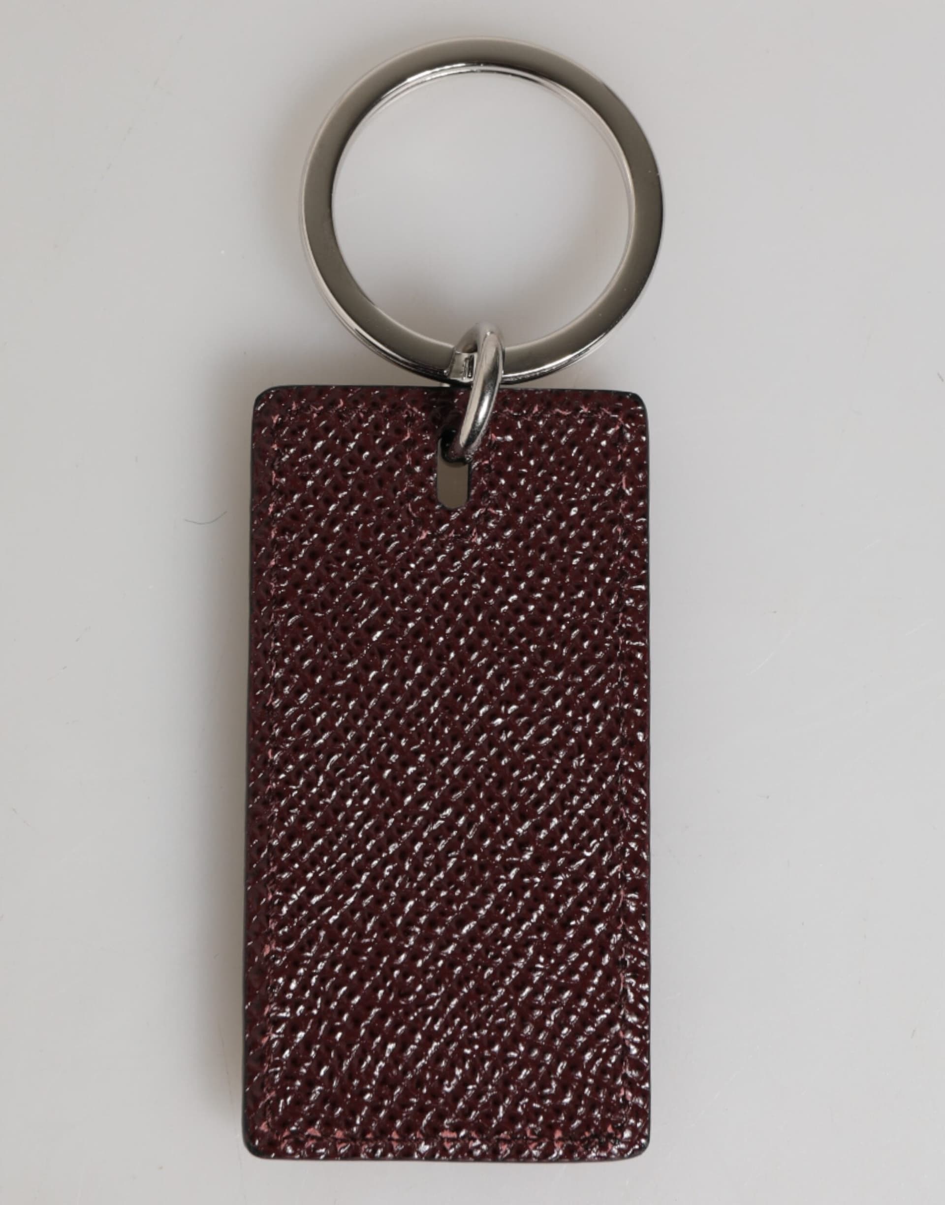 Bordeaux Leather Logo Metal Ring Men Keychain Keyring - 5