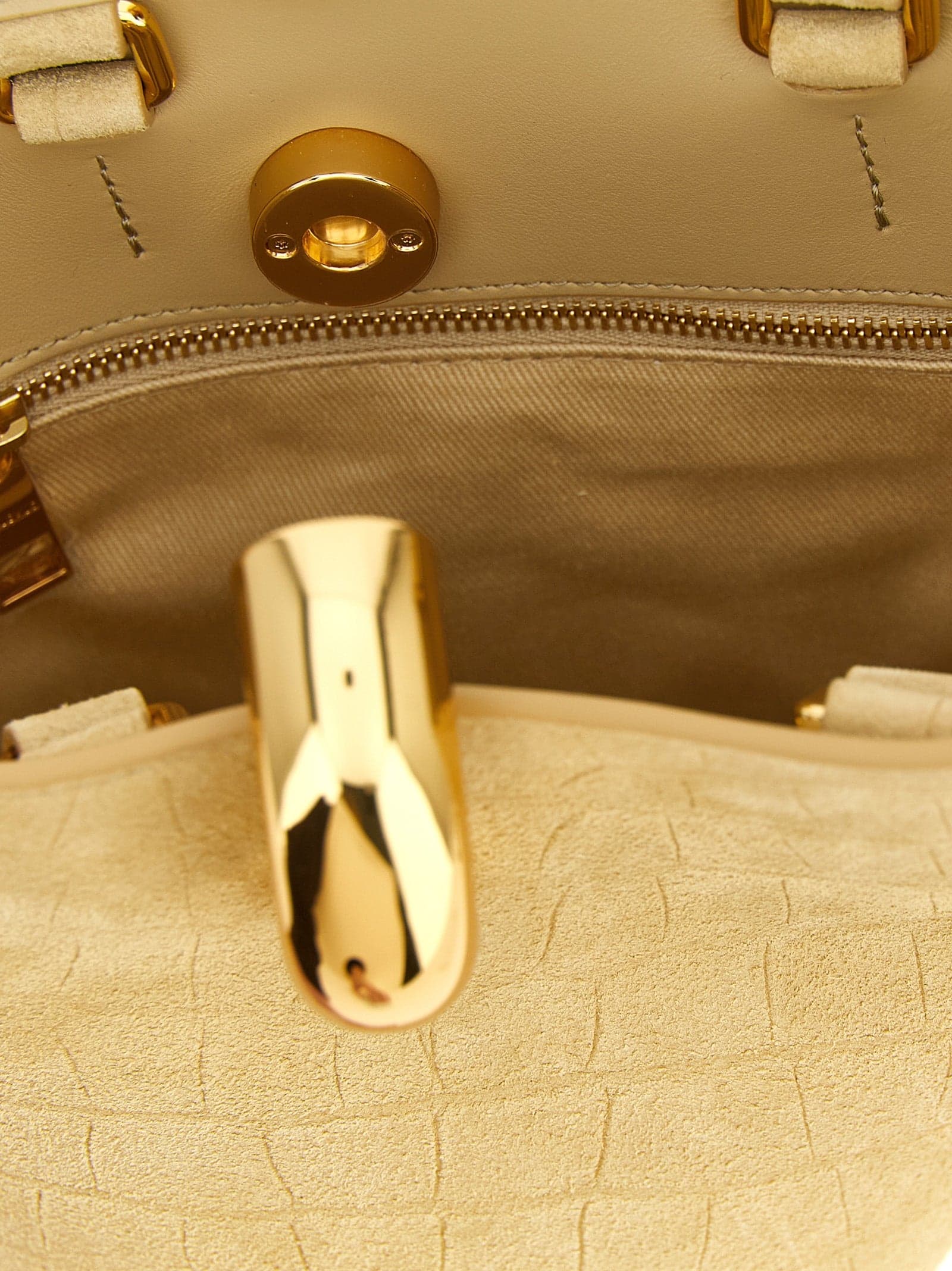 Beige Calfskin Handbag - 4