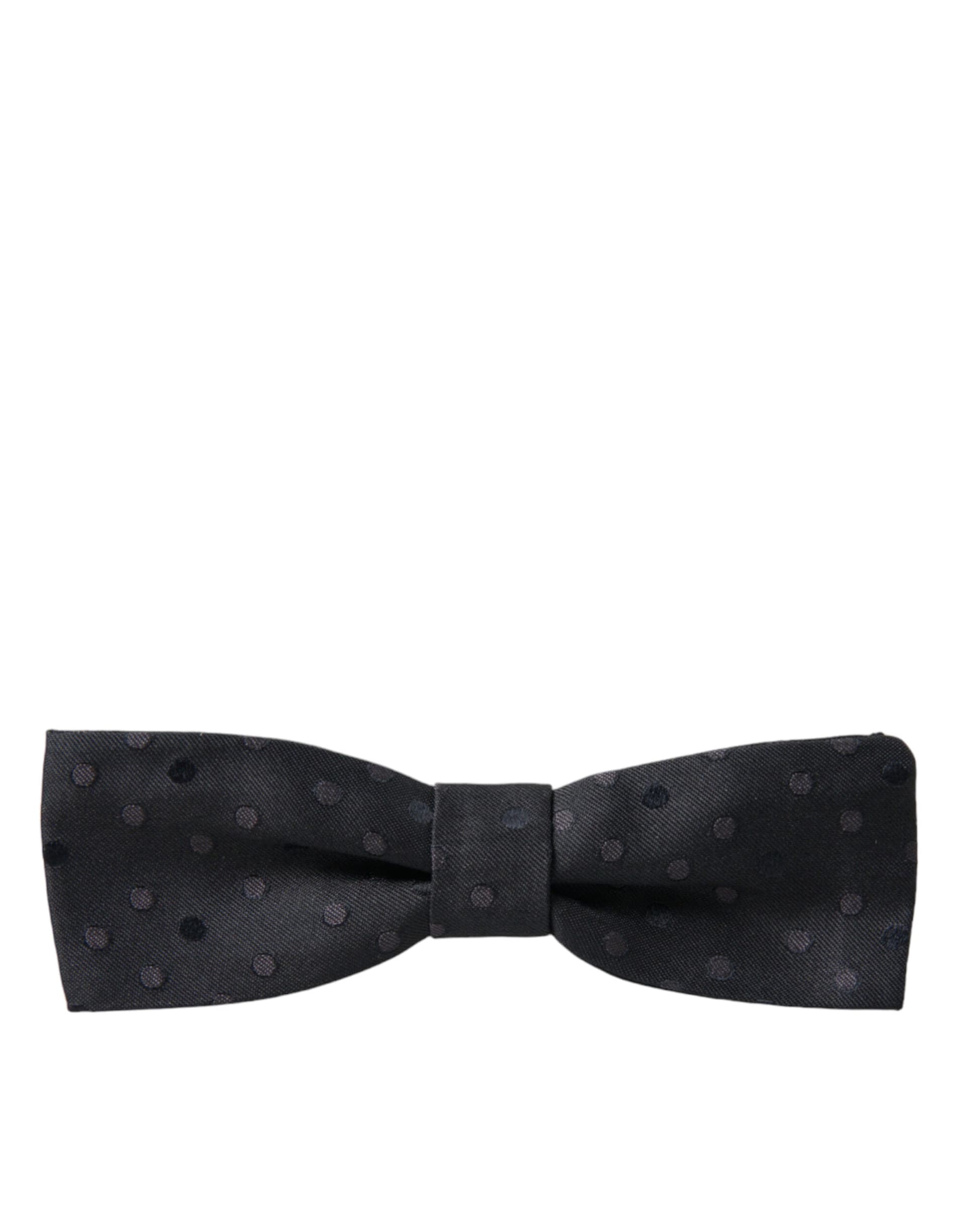 Gray Polka Dot Silk Adjustable Neck Men Papillon Bow Tie - 4