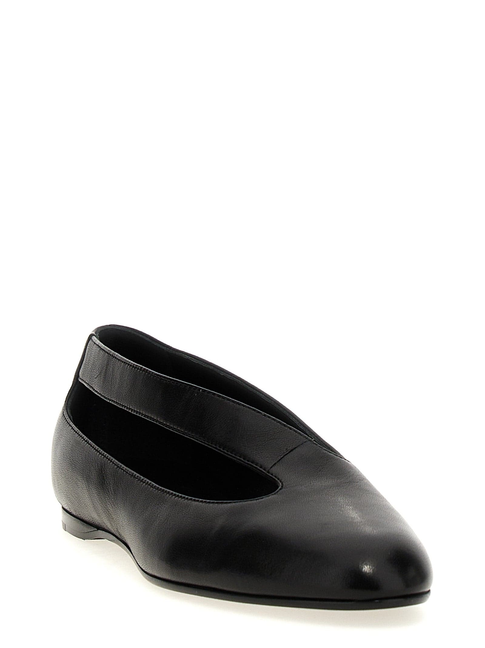Black Lamb Leather Ballet Flats - 2