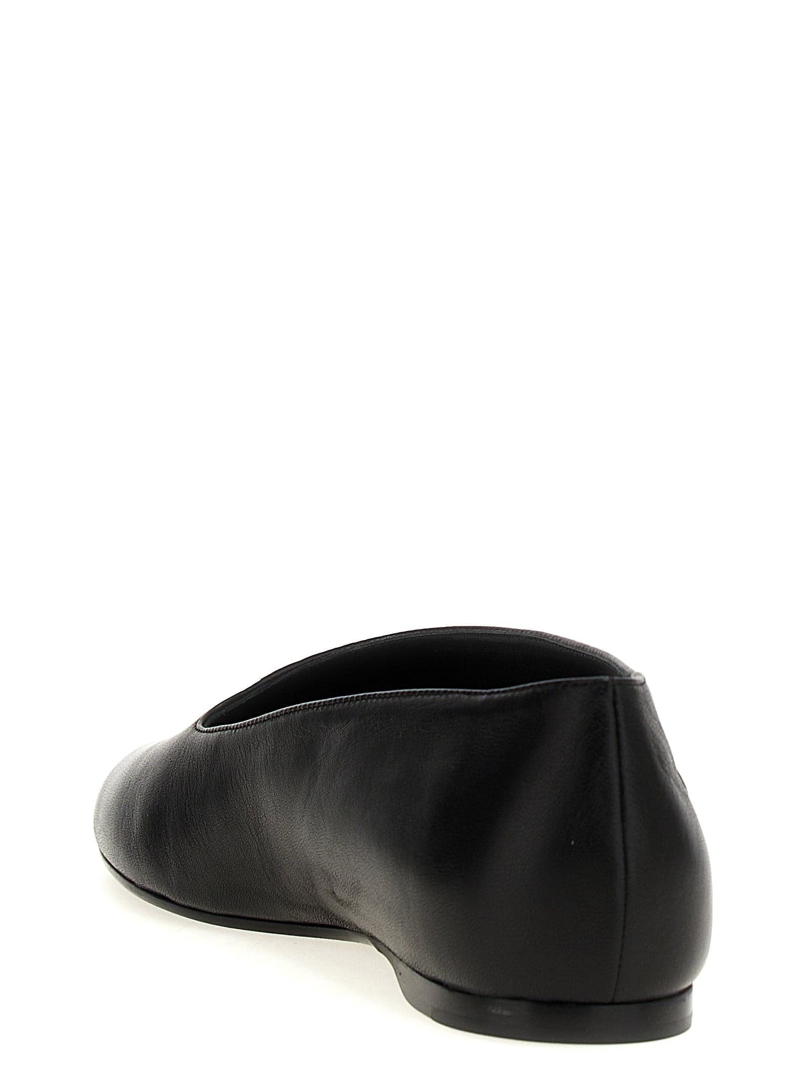 Black Lamb Leather Ballet Flats - 3