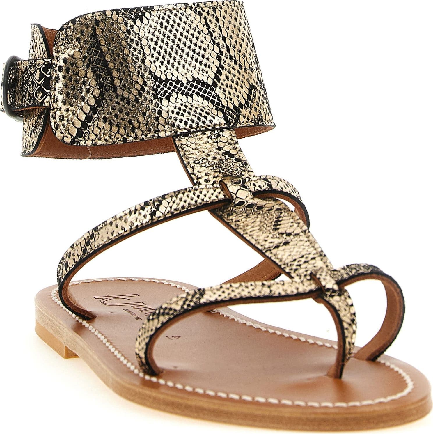 Gray Goatskin Flat Sandals - 2
