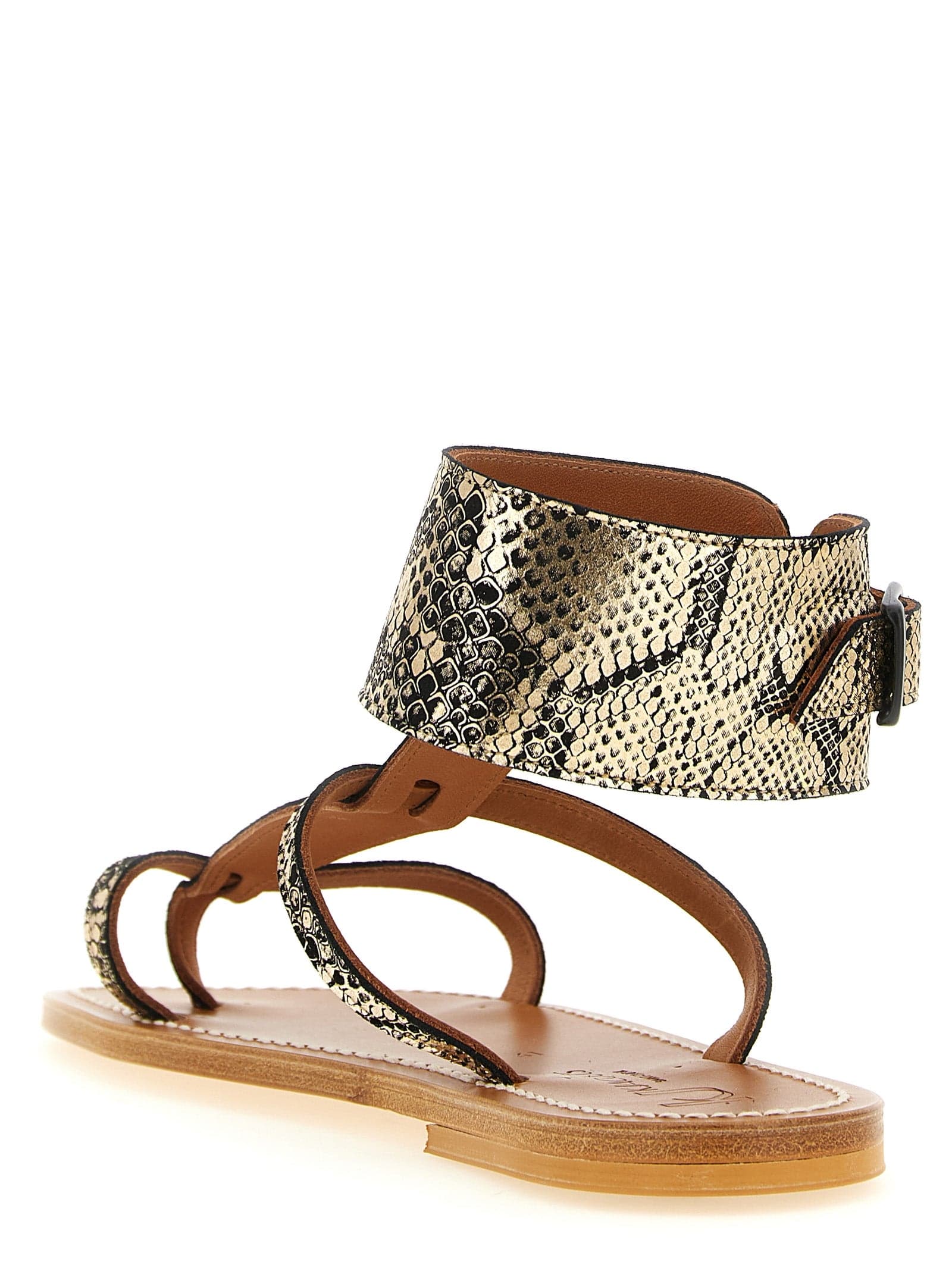 Gray Goatskin Flat Sandals - 3
