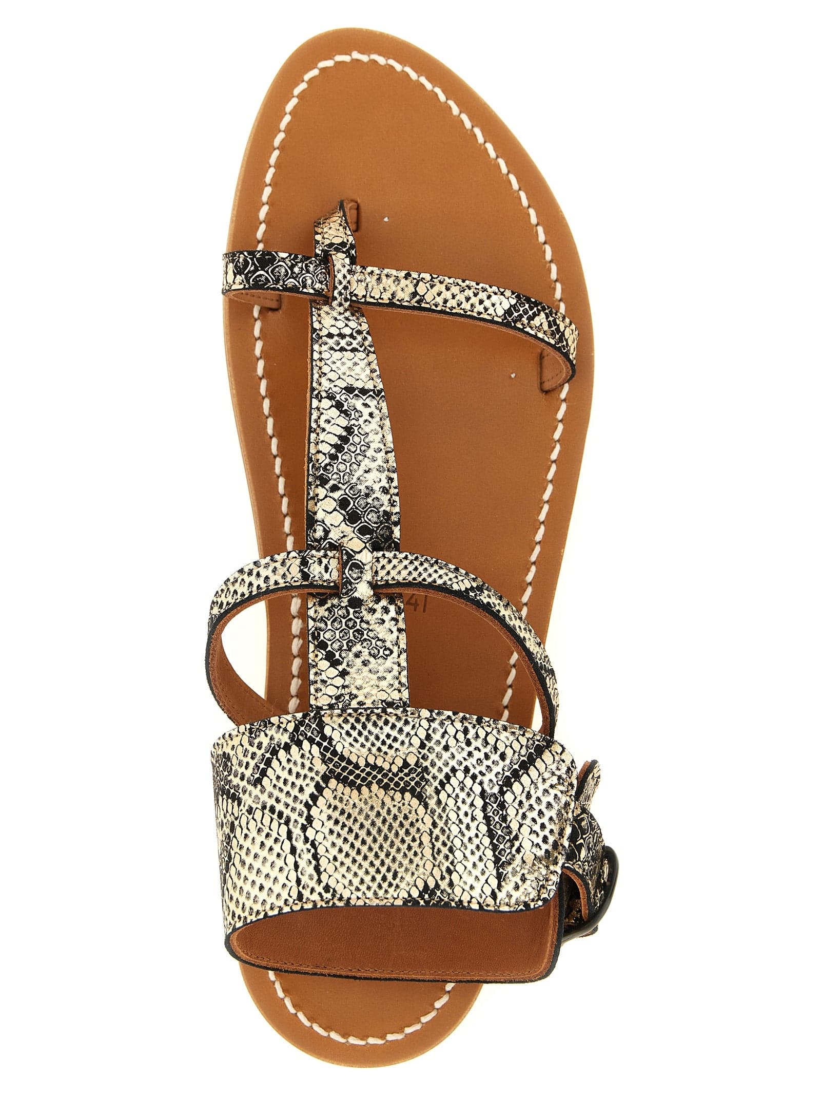 Gray Goatskin Flat Sandals - 4