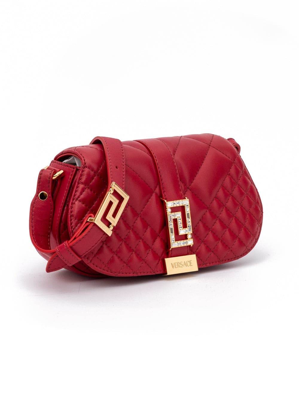 Red Leather Quilted Shoulder Strap Bag - 2