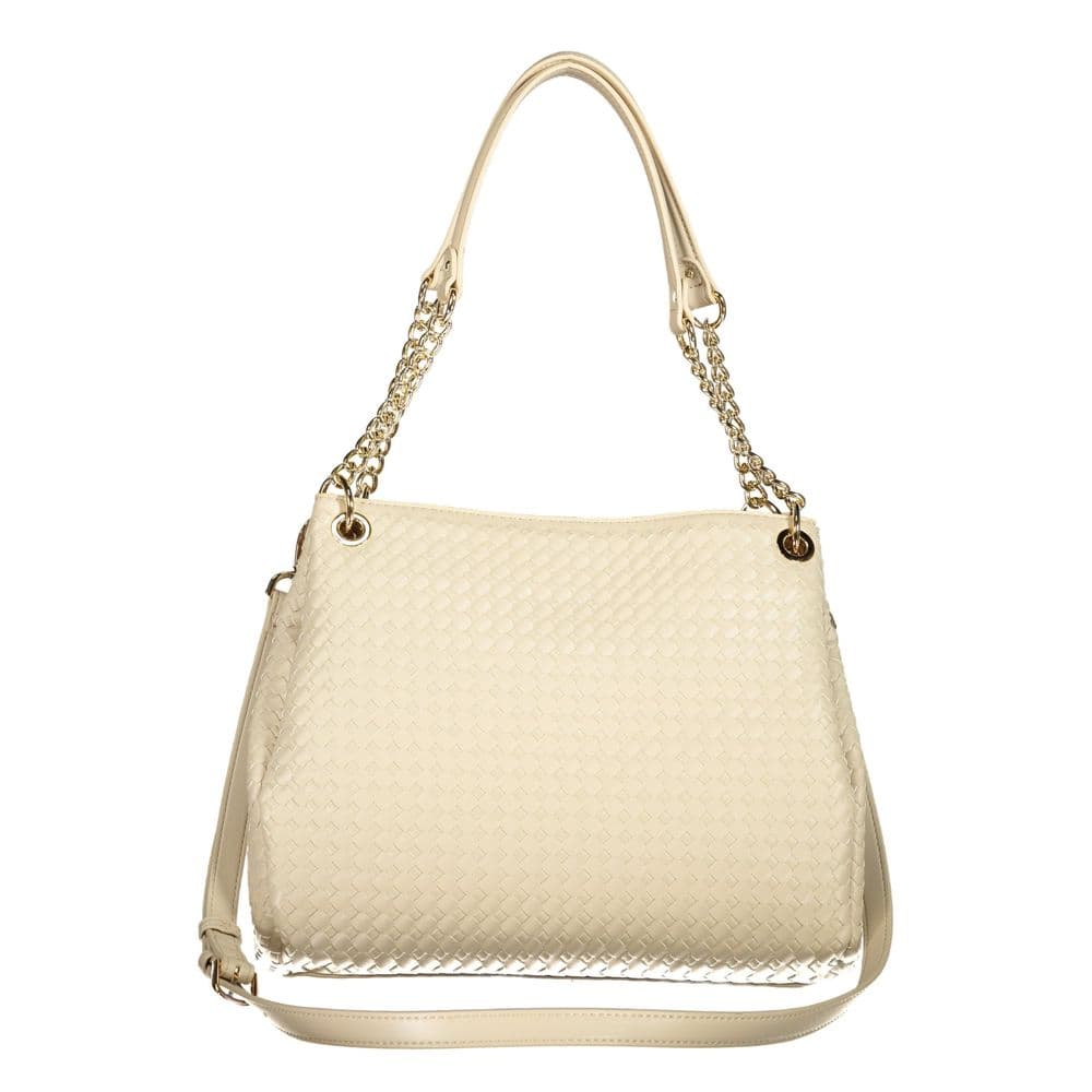 Beige Polyurethane Women's Bag with Adjustable and Removable Strap - 2
