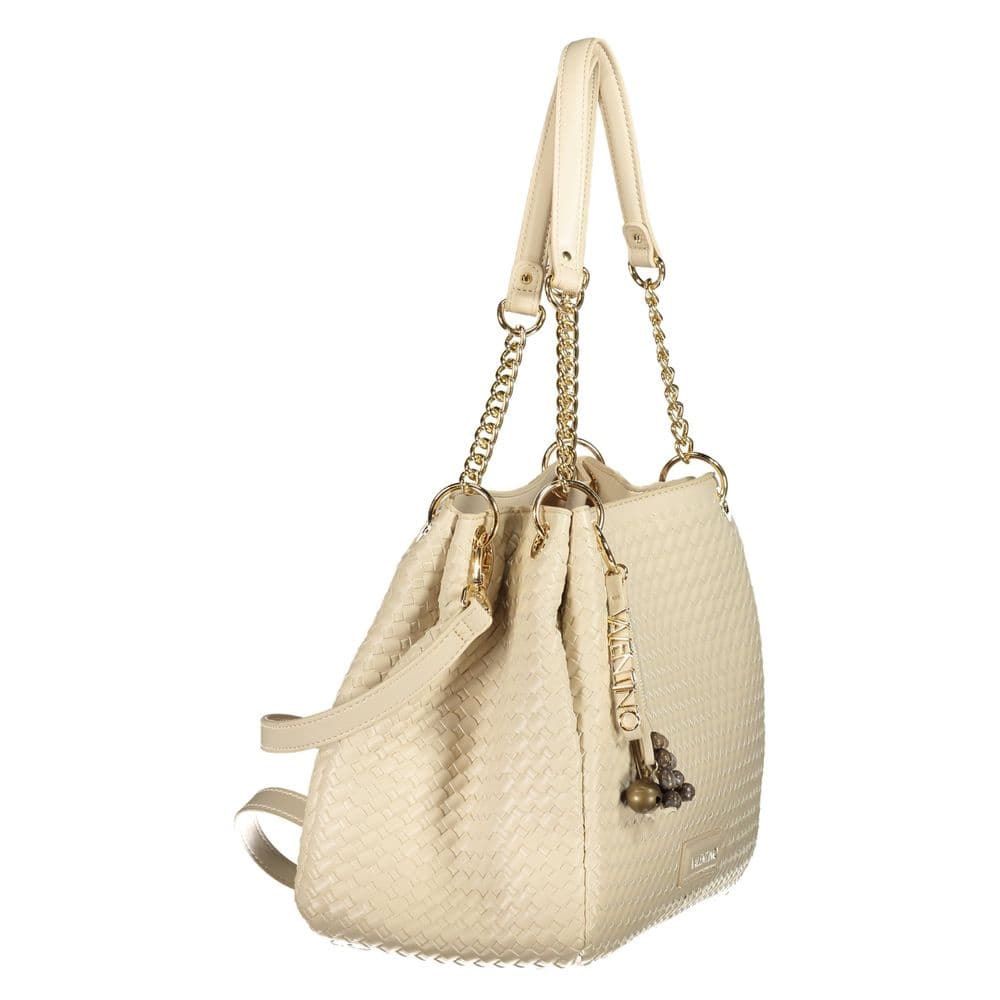 Beige Polyurethane Women's Bag with Adjustable and Removable Strap - 3