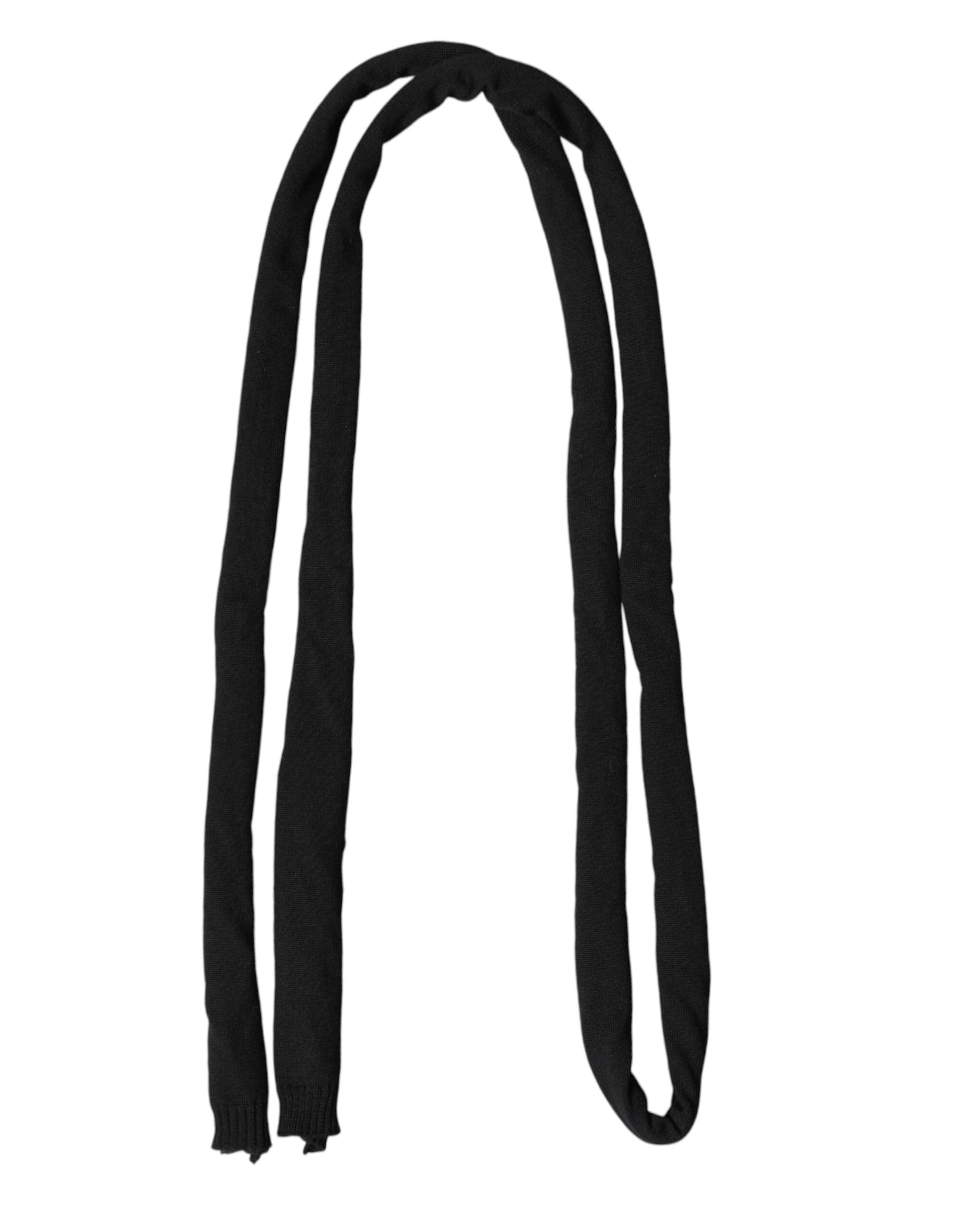 Black Wool Knitted Neck Wrap Shawl Men Scarf - 2